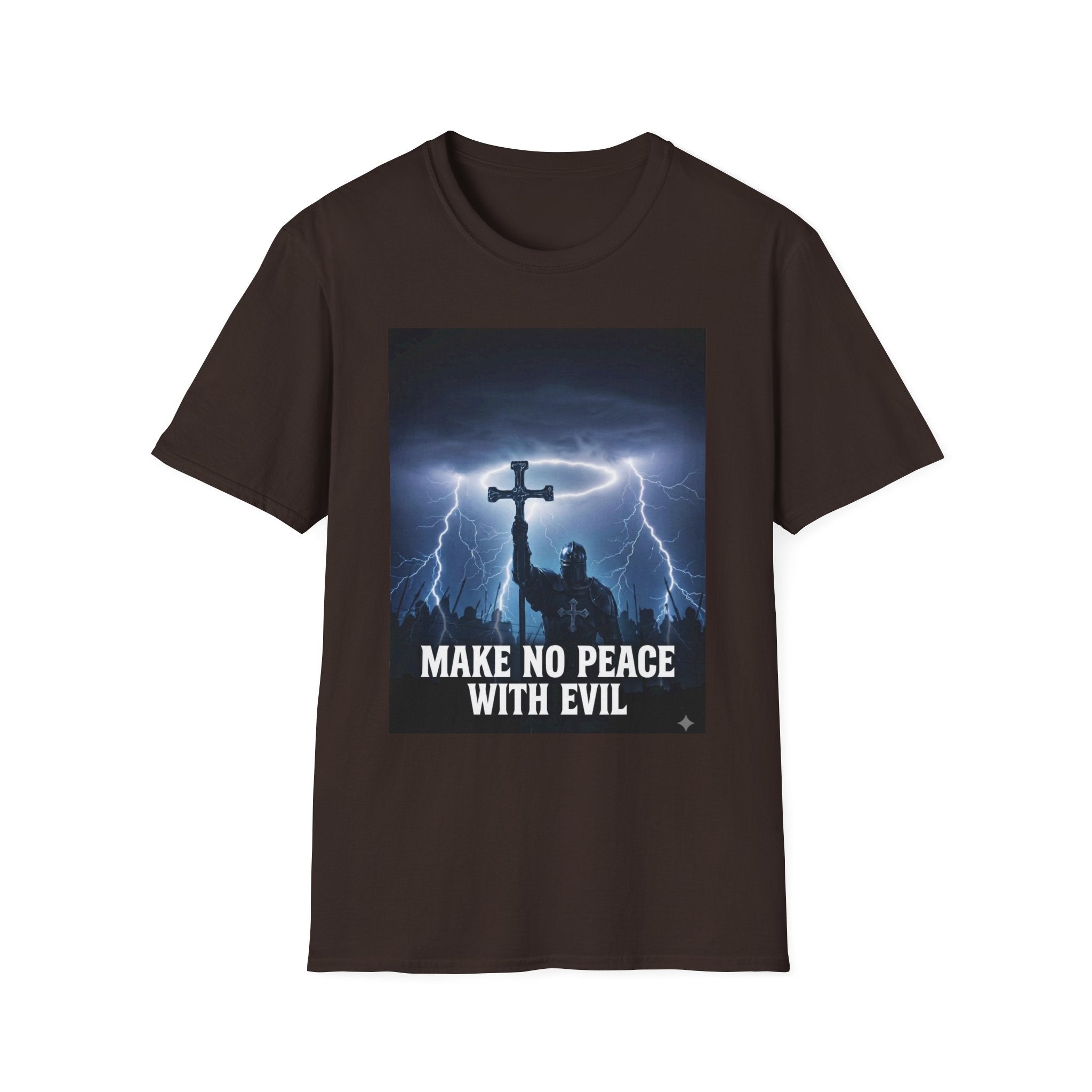 Make No Peace With Evil T-Shirt – Lightning Cross Christian Faith Tee