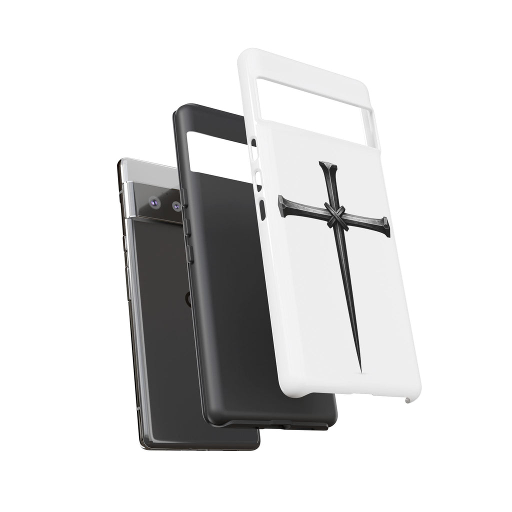 Nail Cross Tough Phone Case – Minimal Gothic Christian Armor for Samsung & iPhone