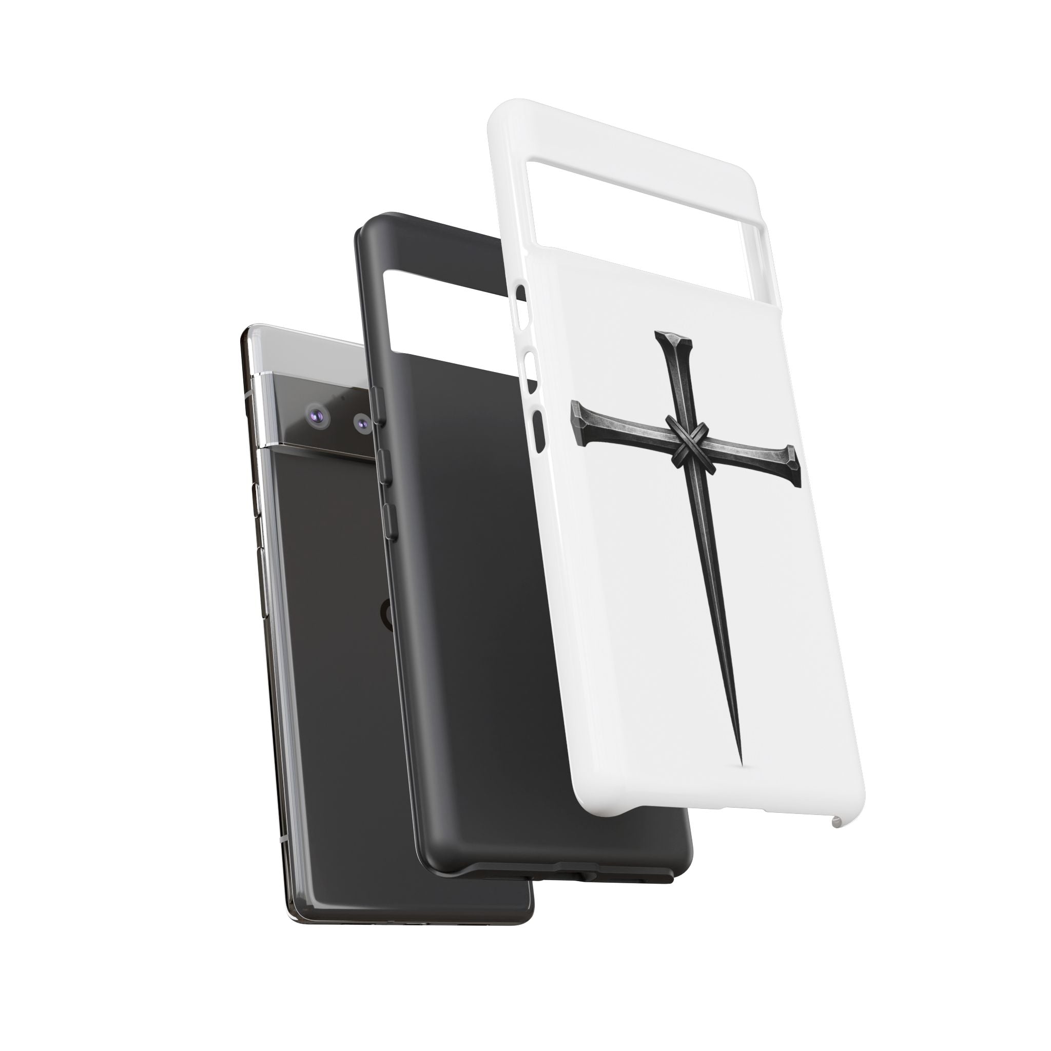 Nail Cross Tough Phone Case – Minimal Gothic Christian Armor for Samsung & iPhone