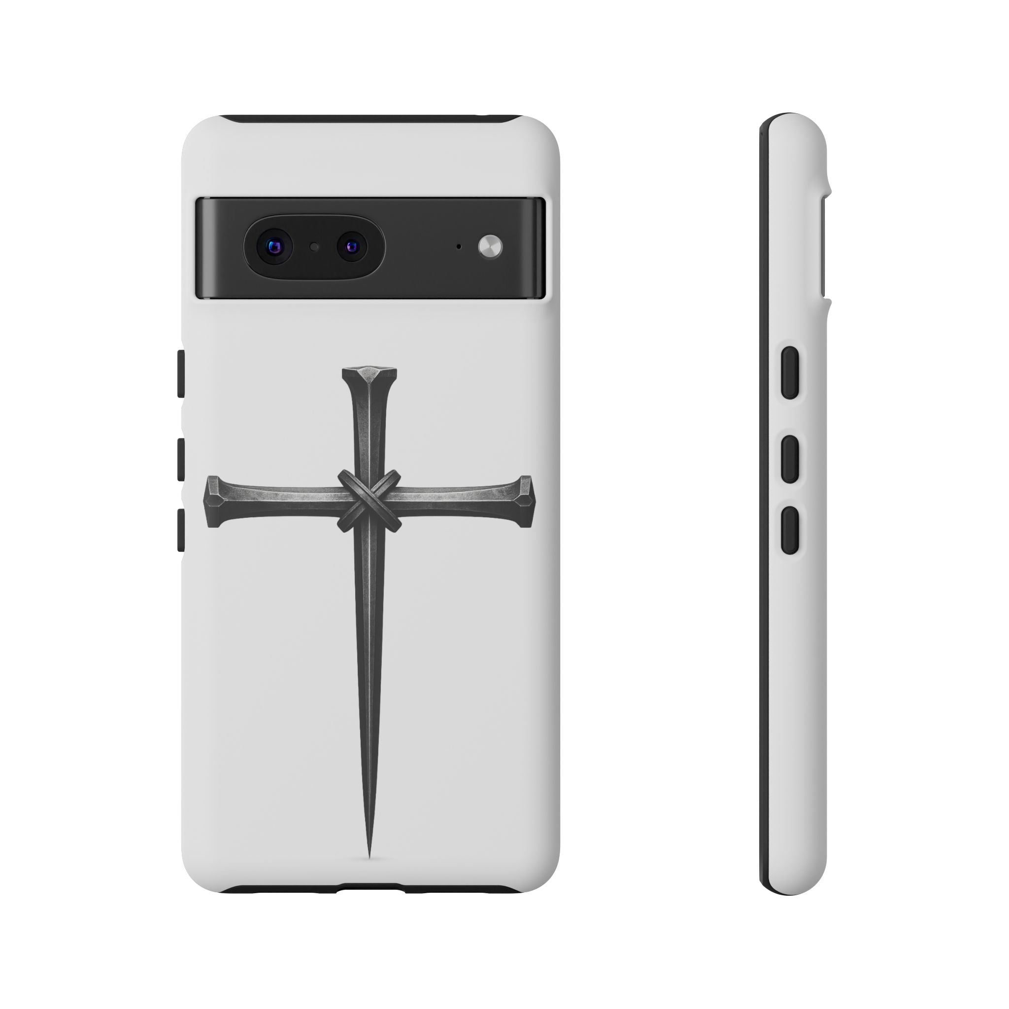 Nail Cross Tough Phone Case – Minimal Gothic Christian Armor for Samsung & iPhone