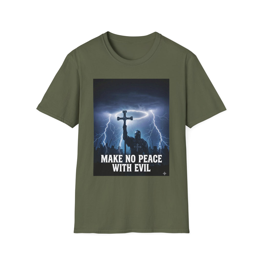 Make No Peace With Evil T-Shirt – Lightning Cross Christian Faith Tee