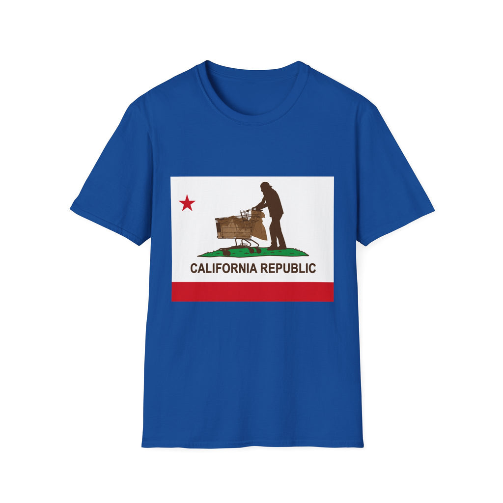 California Republic Grocery Cart T-Shirt — Funny State Flag Design