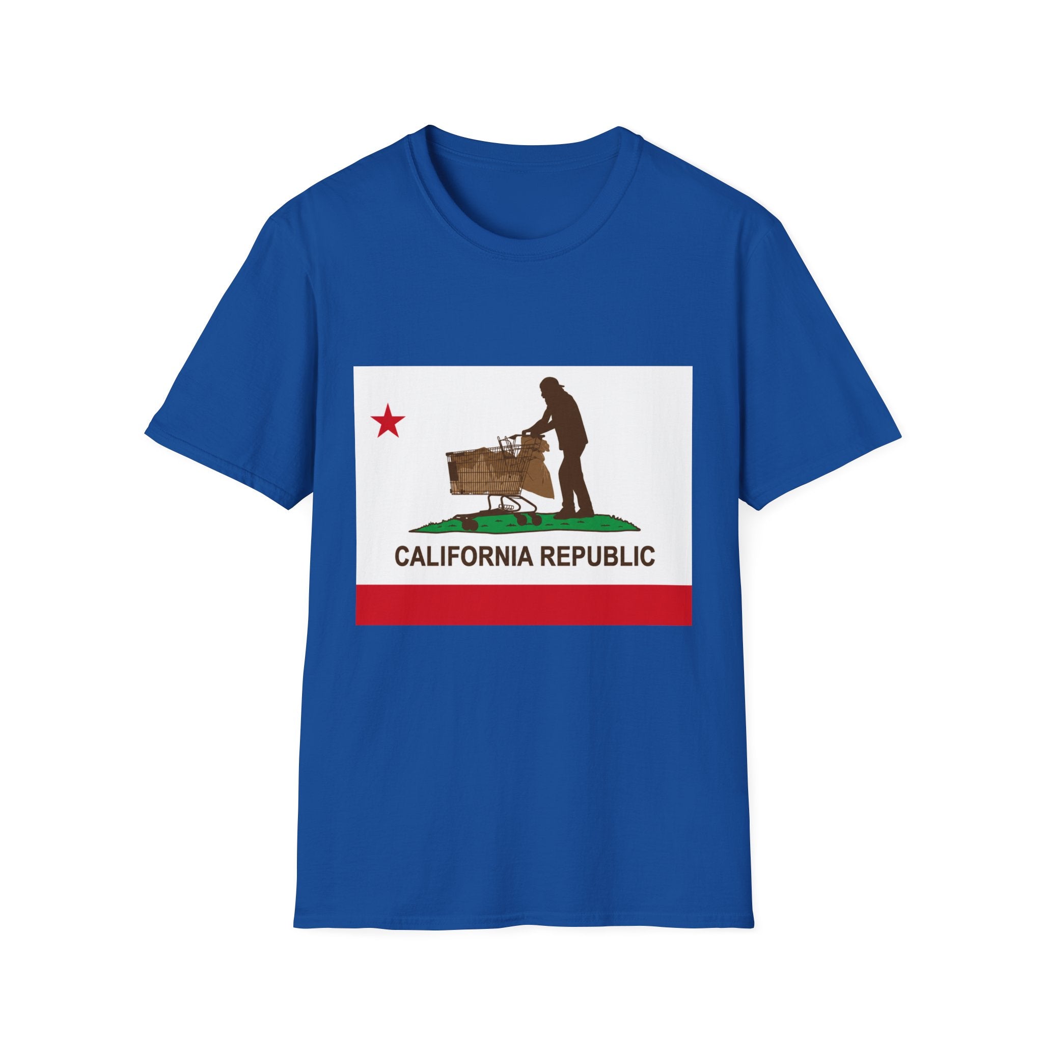 California Republic Grocery Cart T-Shirt — Funny State Flag Design