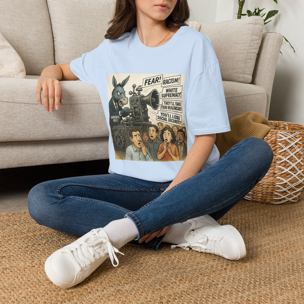 Graphic T-Shirt — Vintage Political Cartoon ‘Fear! Racism! White Supremacy!’