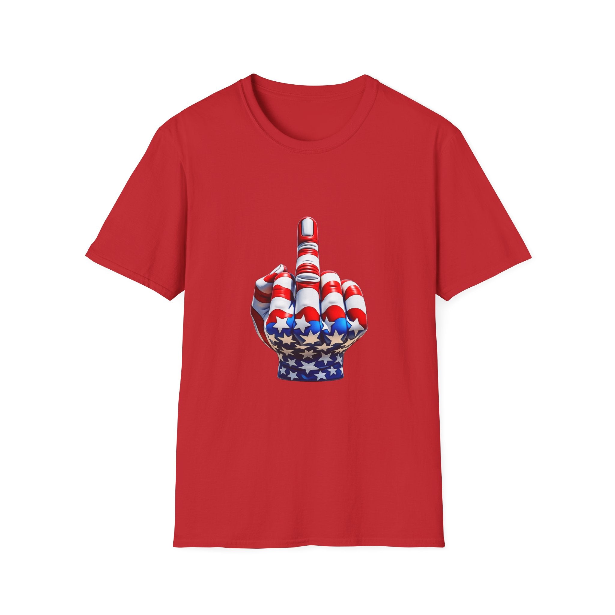 Middle Finger USA Flag T‑Shirt — Patriotic Offensive Graphic Tee