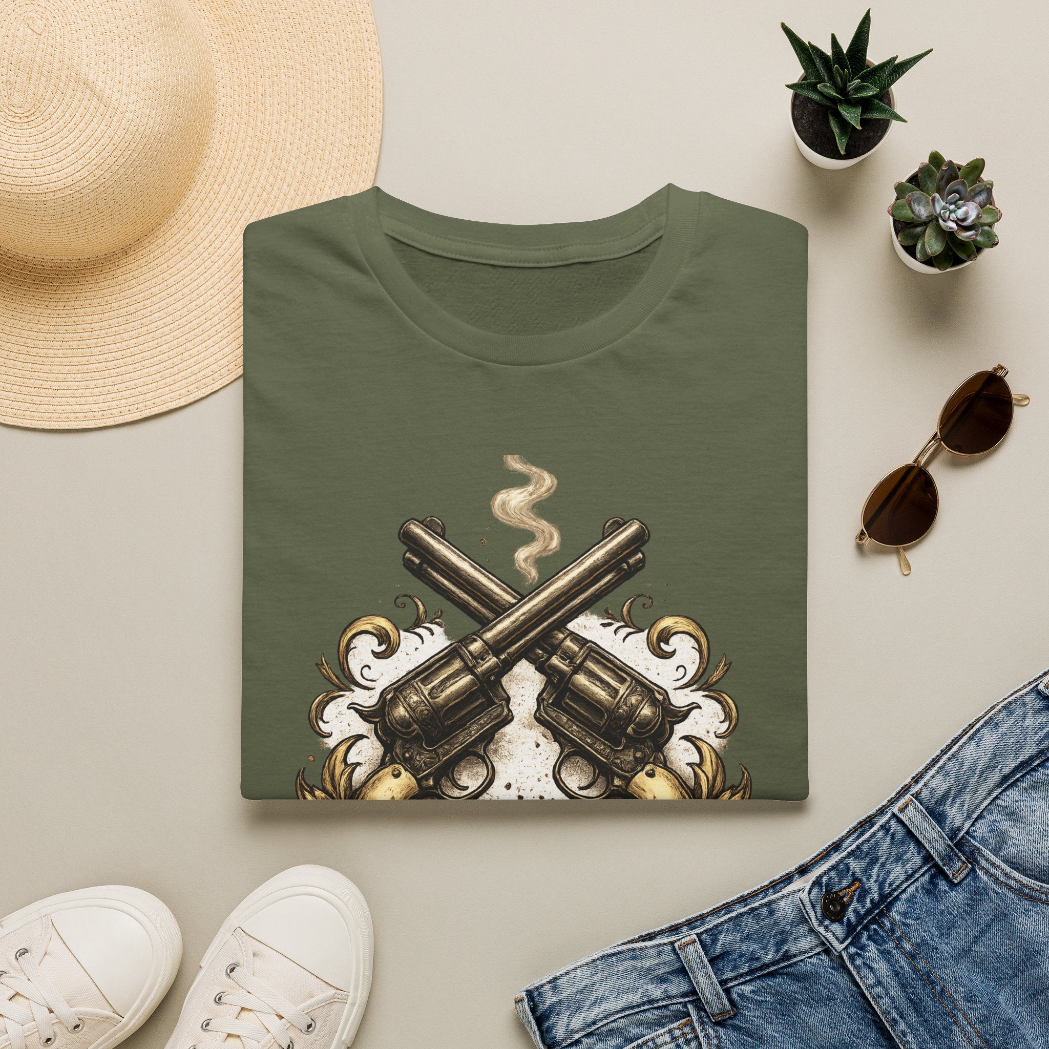 Western Revolver T‑Shirt — "Say When" Vintage Gun Graphic