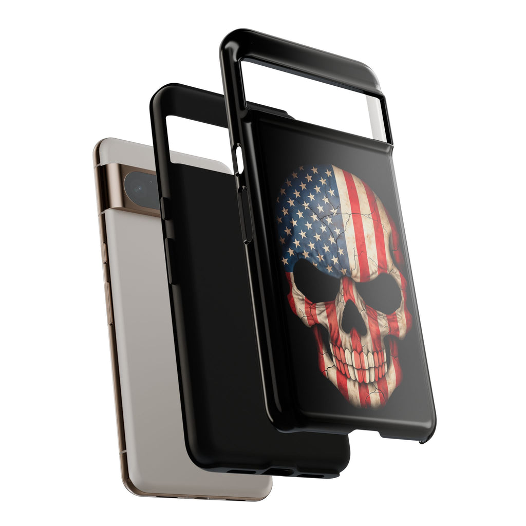 American Flag Skull Phone Case - Patriotic Tough Protective Cover