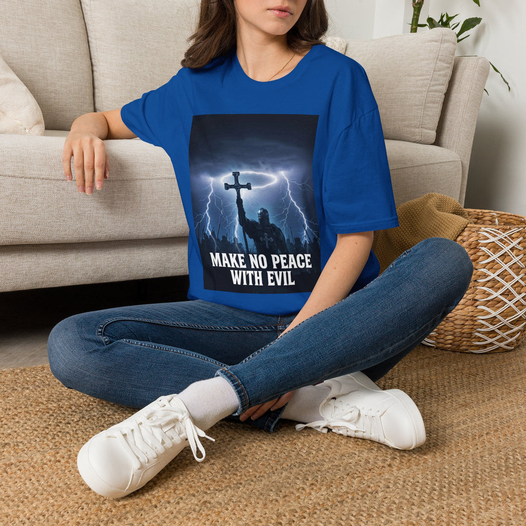 Make No Peace With Evil T-Shirt – Lightning Cross Christian Faith Tee
