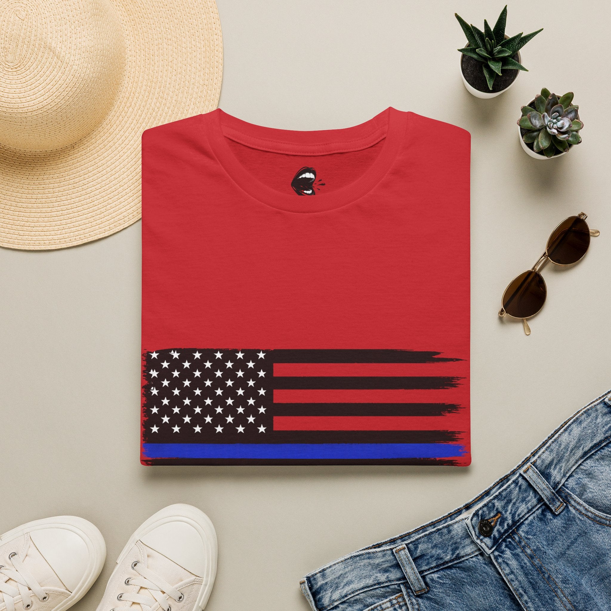 T-Shirt — Thin Blue Line American Flag "Back The Blue" Patrol Tee