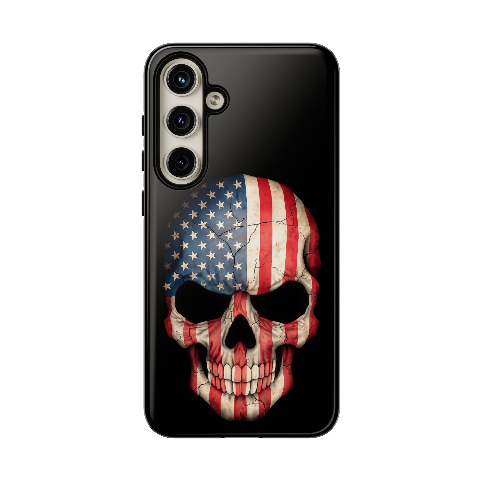 American Flag Skull Phone Case - Patriotic Tough Protective Cover