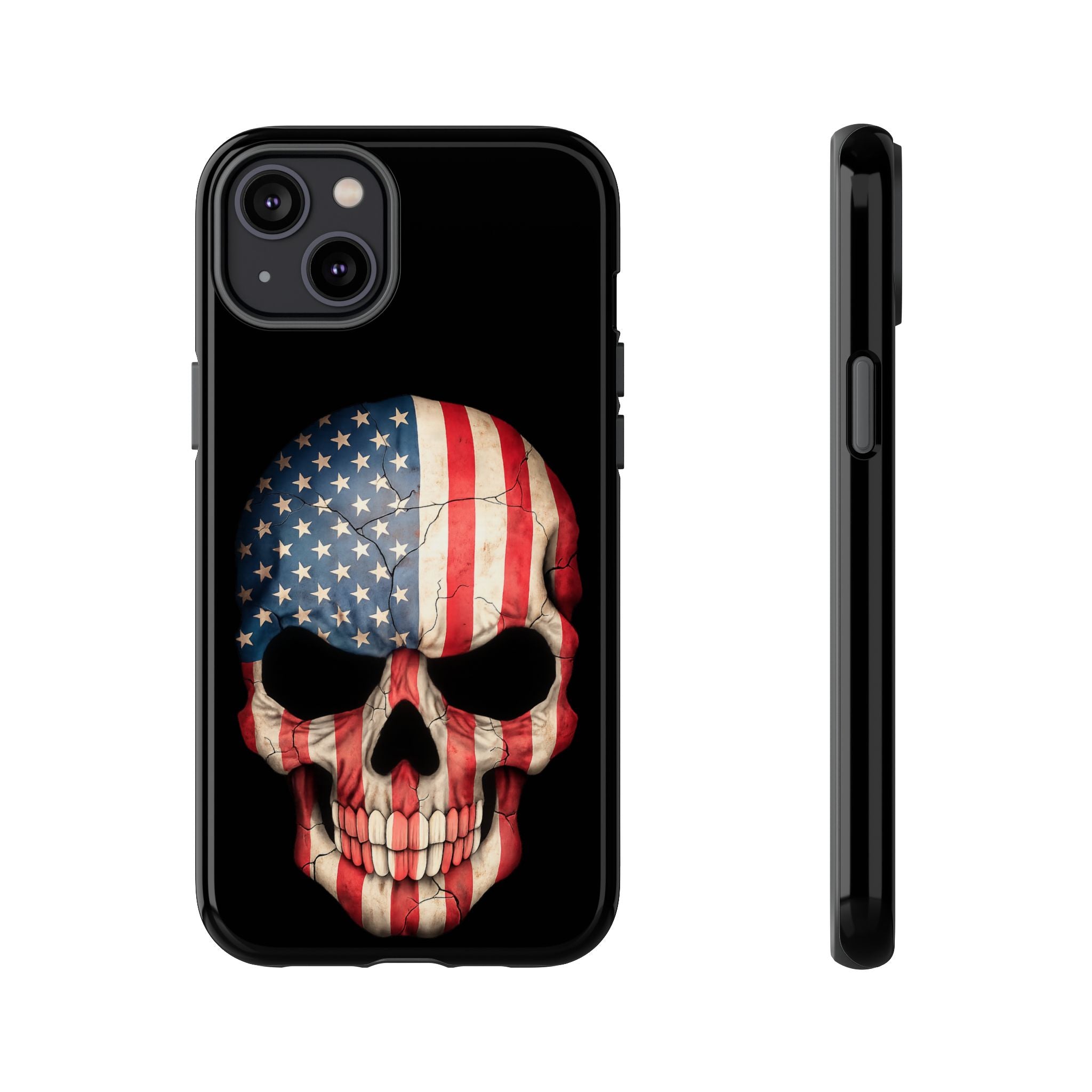 American Flag Skull Phone Case - Patriotic Tough Protective Cover