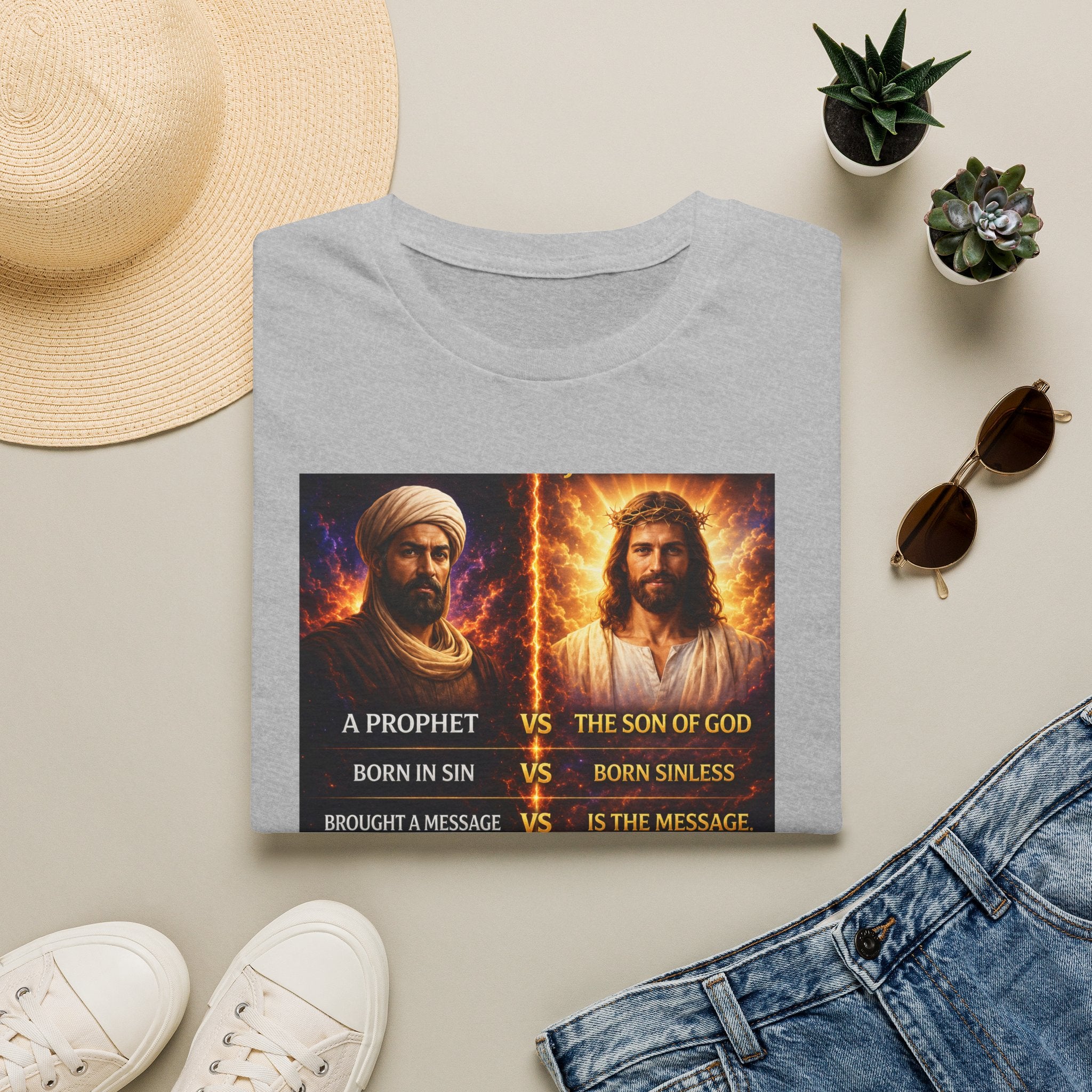 Religious Comparison Graphic Tee — 'A Prophet vs The Son of God'
