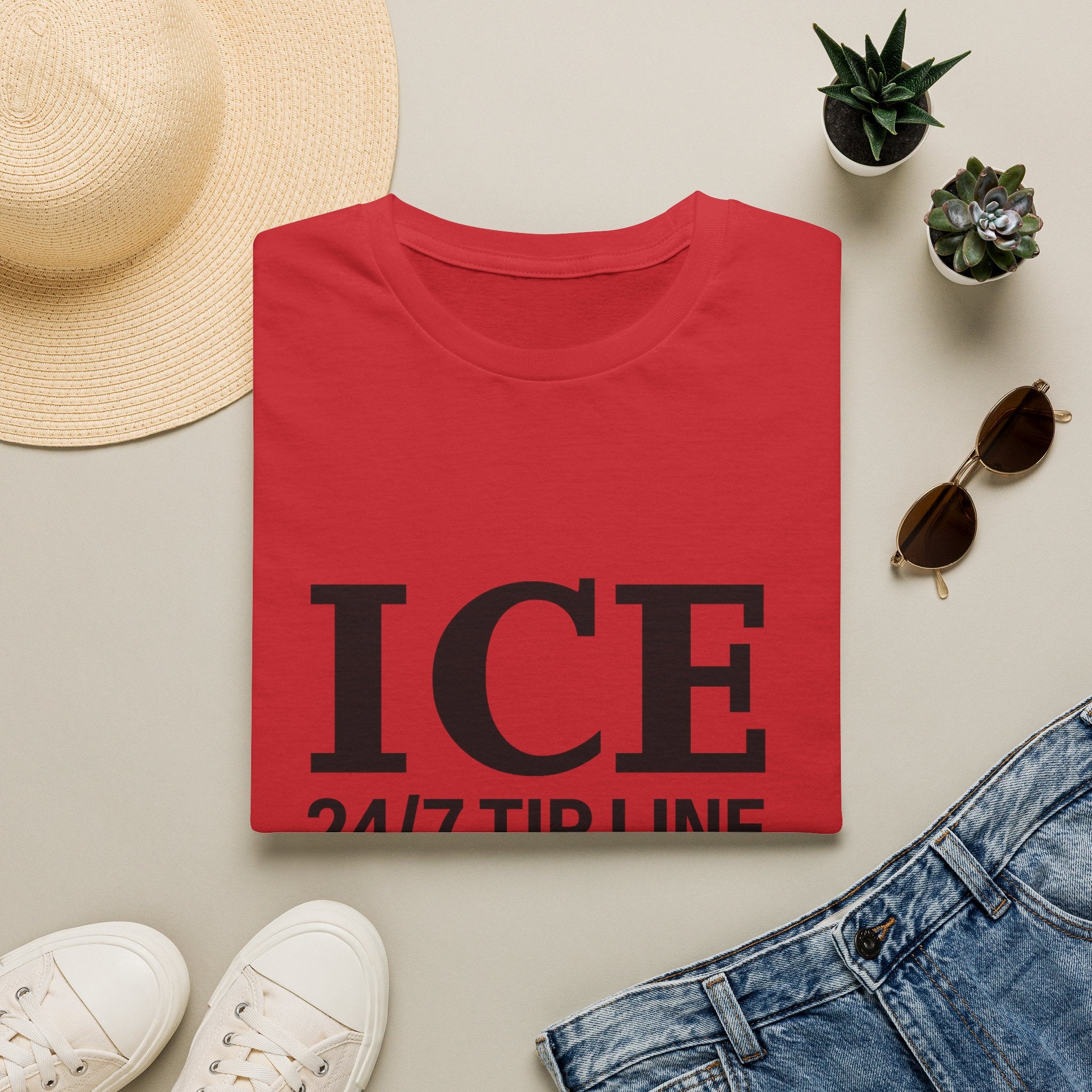 ICE 24/7 Tip Line T-Shirt — Funny ICE Hotline Graphic Tee