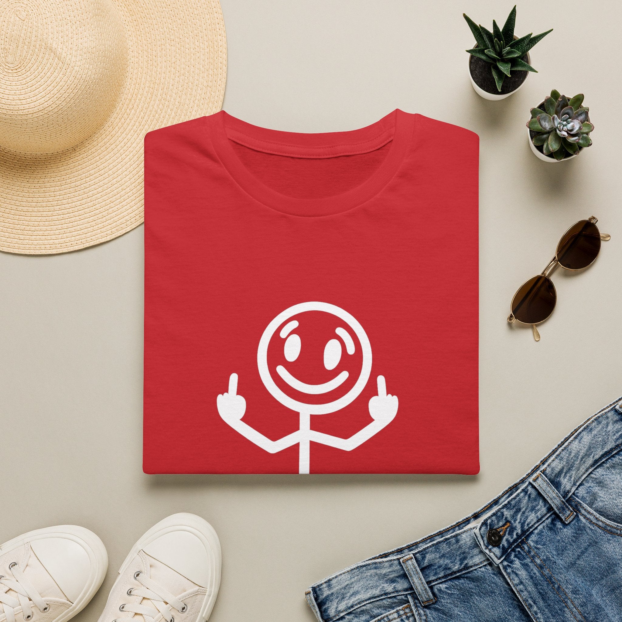 Zero White Guilt T-Shirt — Smiley Stick Figure Flipping Off Graphic Tee