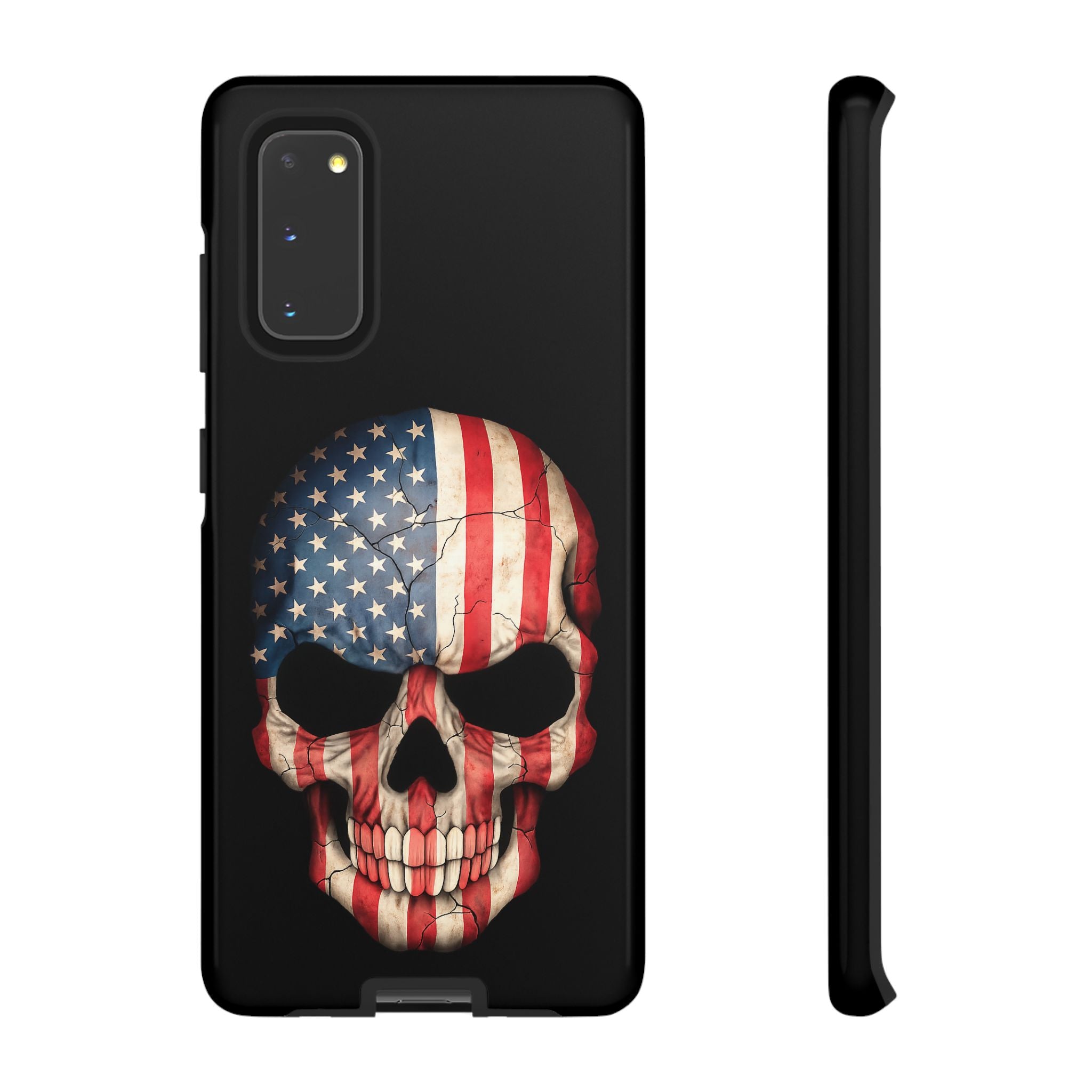 American Flag Skull Phone Case - Patriotic Tough Protective Cover