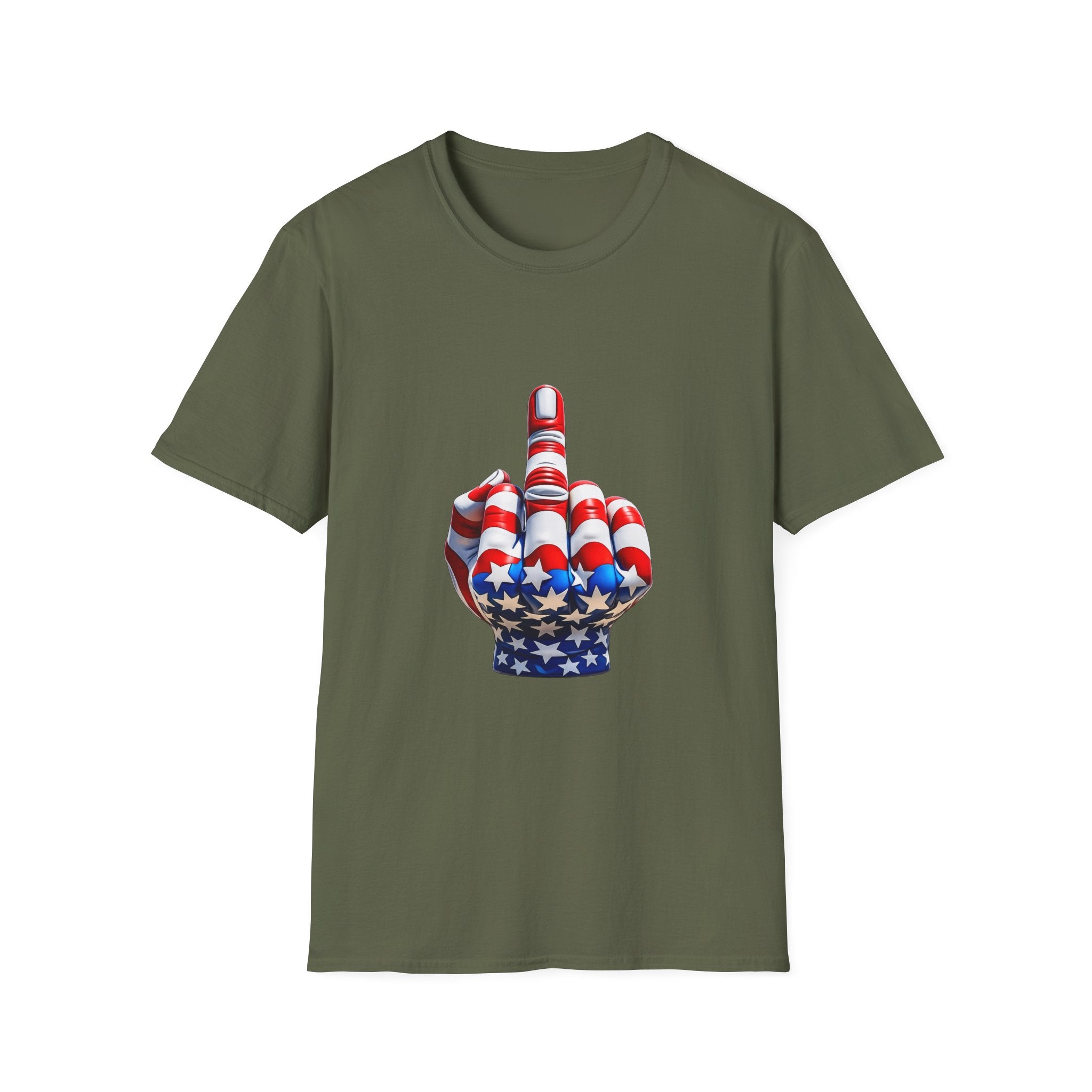 Middle Finger USA Flag T‑Shirt — Patriotic Offensive Graphic Tee