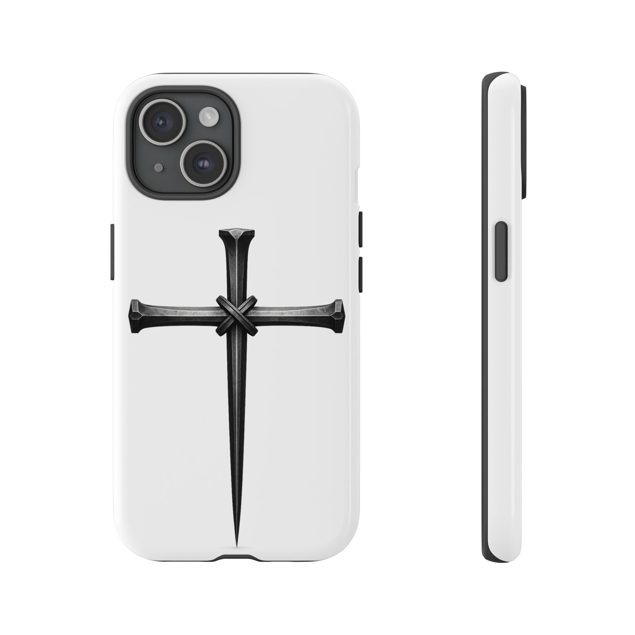 Nail Cross Tough Phone Case – Minimal Gothic Christian Armor for Samsung & iPhone