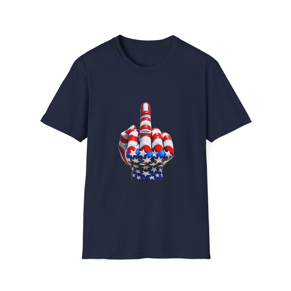 Middle Finger USA Flag T‑Shirt — Patriotic Offensive Graphic Tee