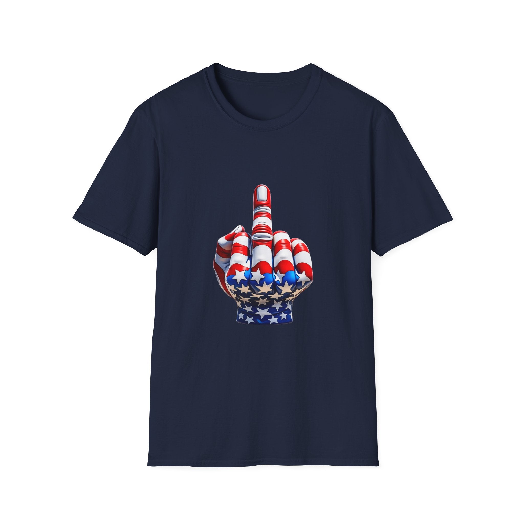Middle Finger USA Flag T‑Shirt — Patriotic Offensive Graphic Tee