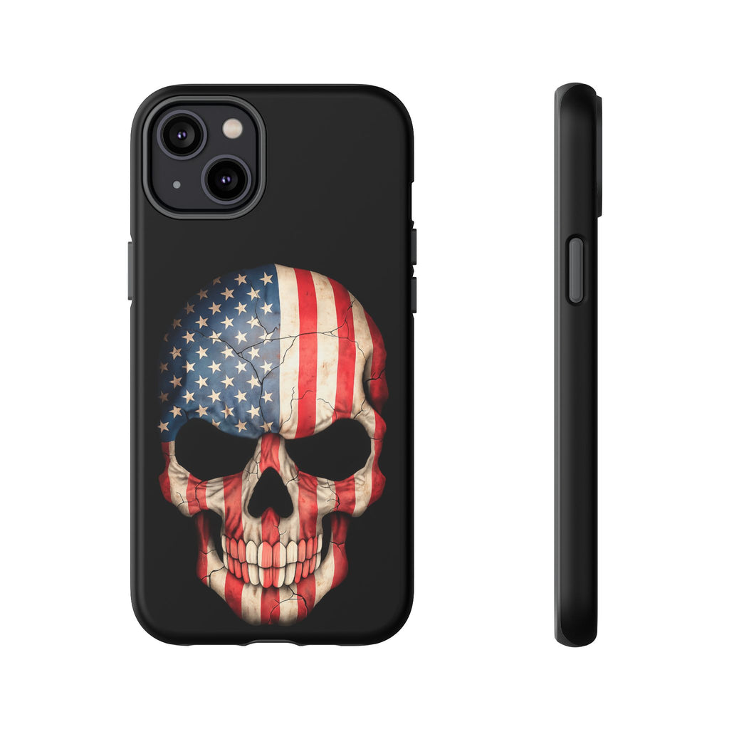 American Flag Skull Phone Case - Patriotic Tough Protective Cover