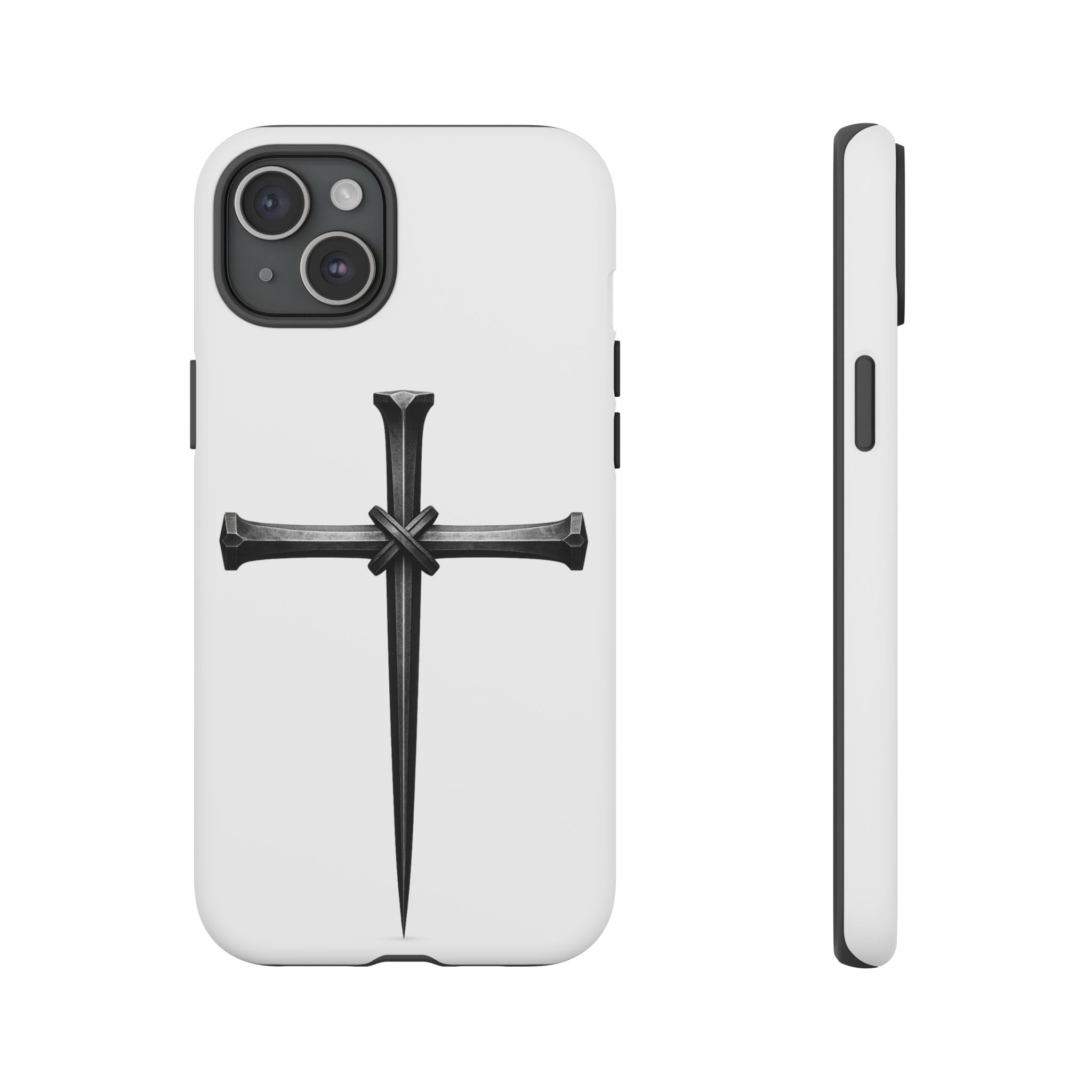 Nail Cross Tough Phone Case – Minimal Gothic Christian Armor for Samsung & iPhone