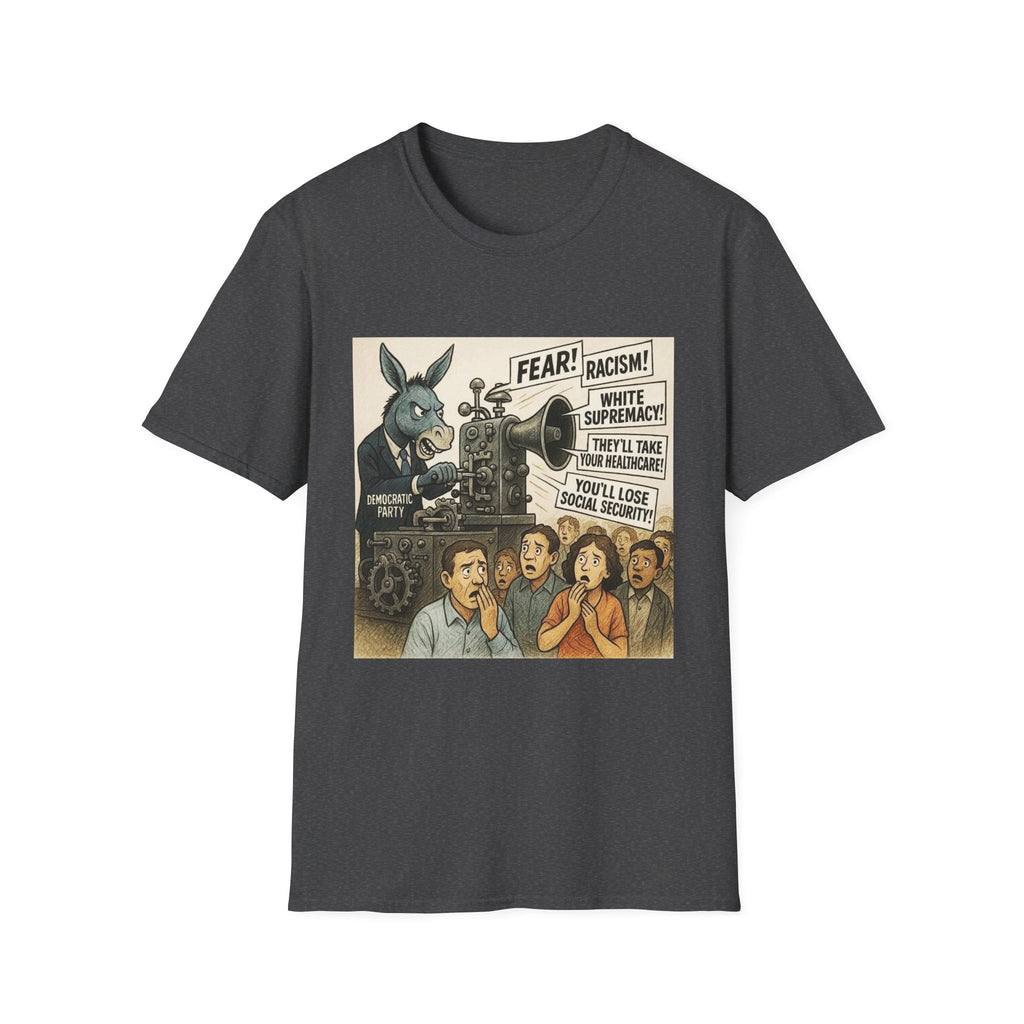 Graphic T-Shirt — Vintage Political Cartoon ‘Fear! Racism! White Supremacy!’