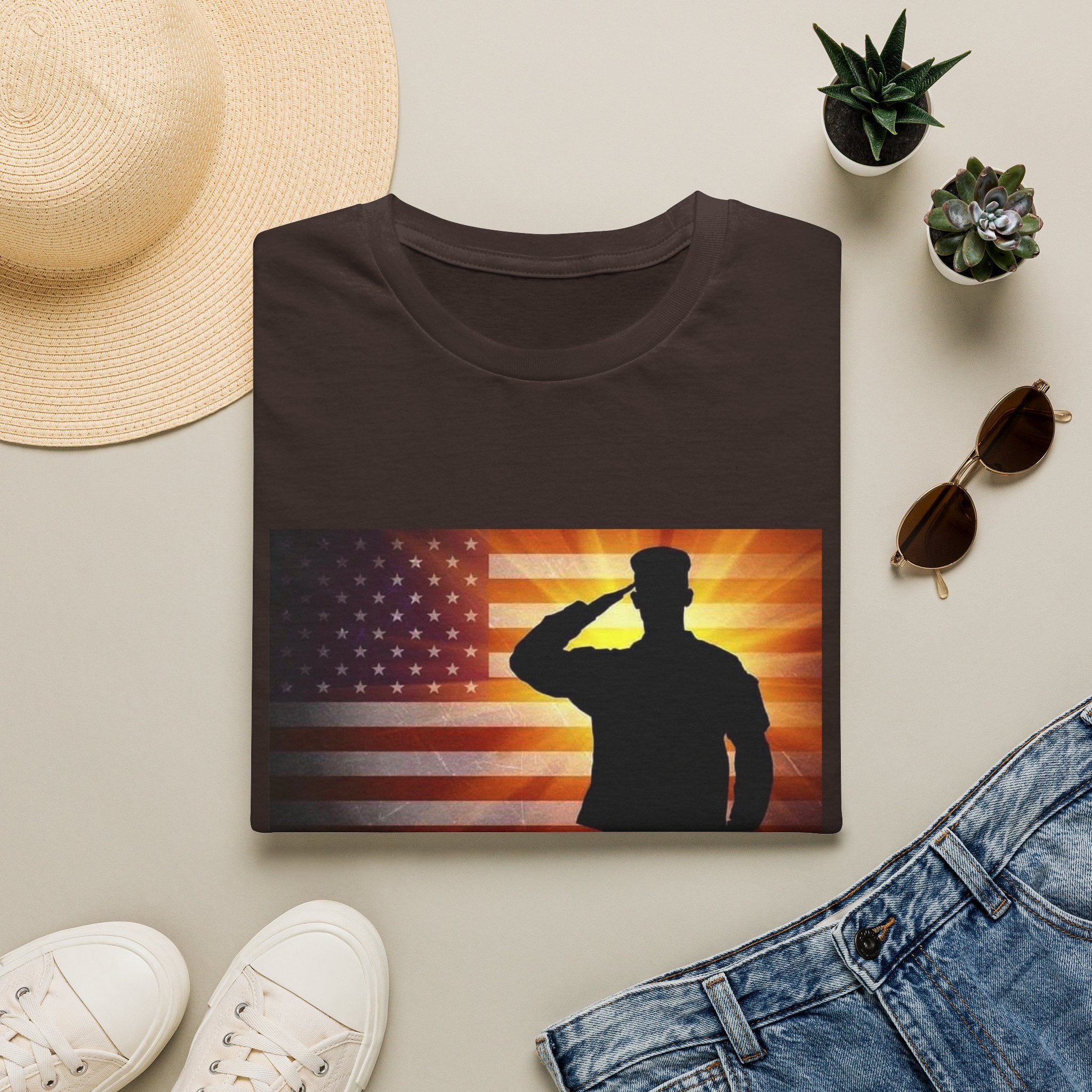 Military Salute T-Shirt — American Flag Veteran Tribute Tee
