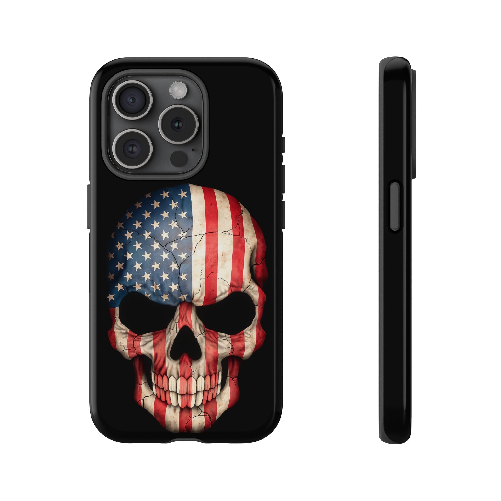 American Flag Skull Phone Case - Patriotic Tough Protective Cover