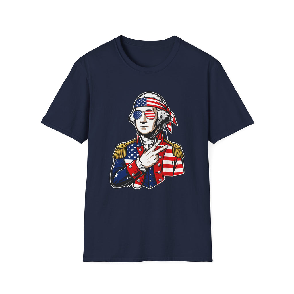 Patriotic George Washington T-Shirt – American Flag Bandana & Shades Tee