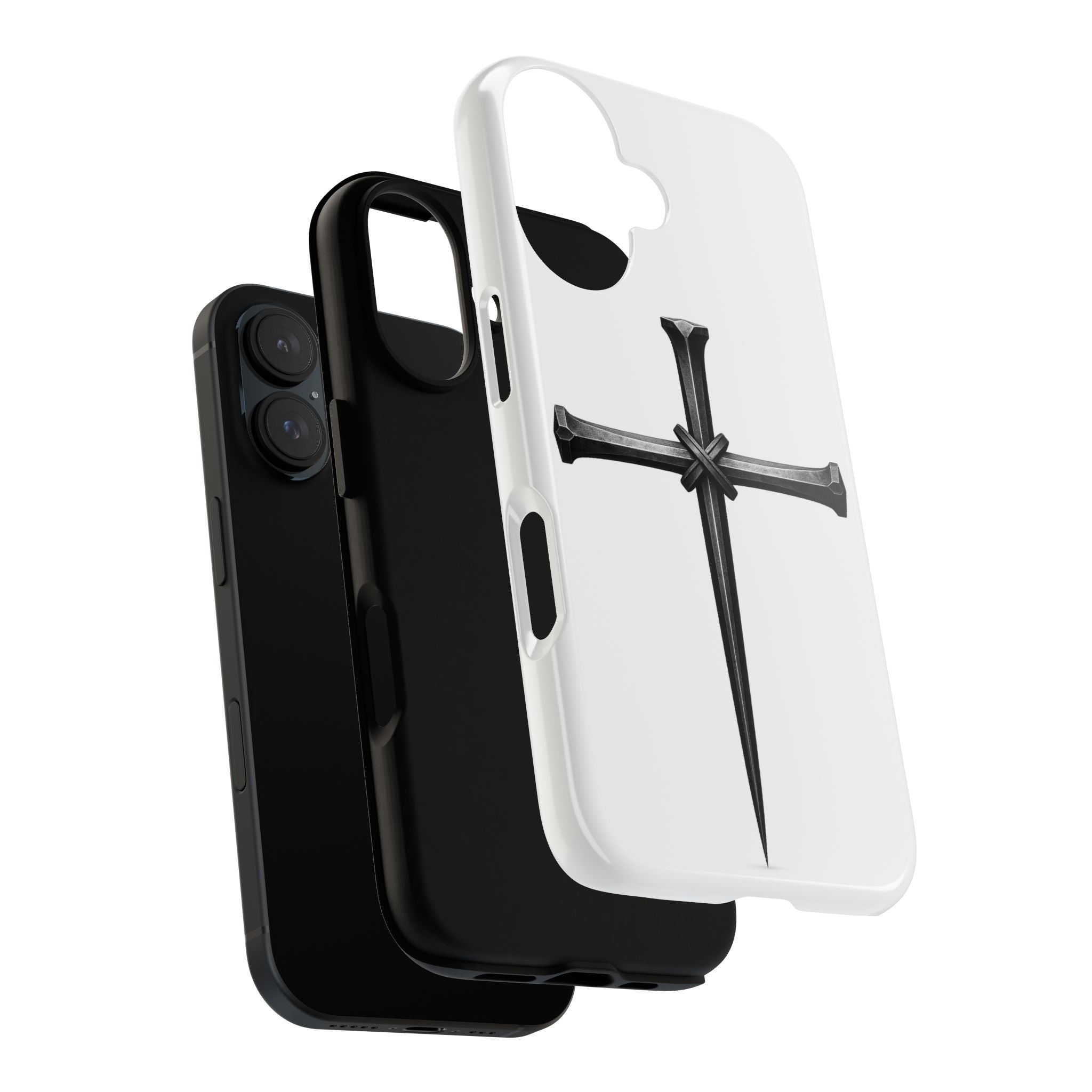 Nail Cross Tough Phone Case – Minimal Gothic Christian Armor for Samsung & iPhone