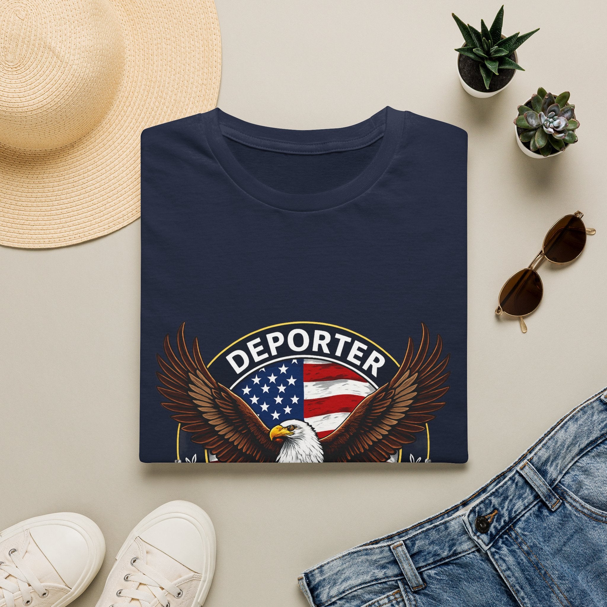 Deporter Supporter T-Shirt — Patriotic Eagle American Flag Tee