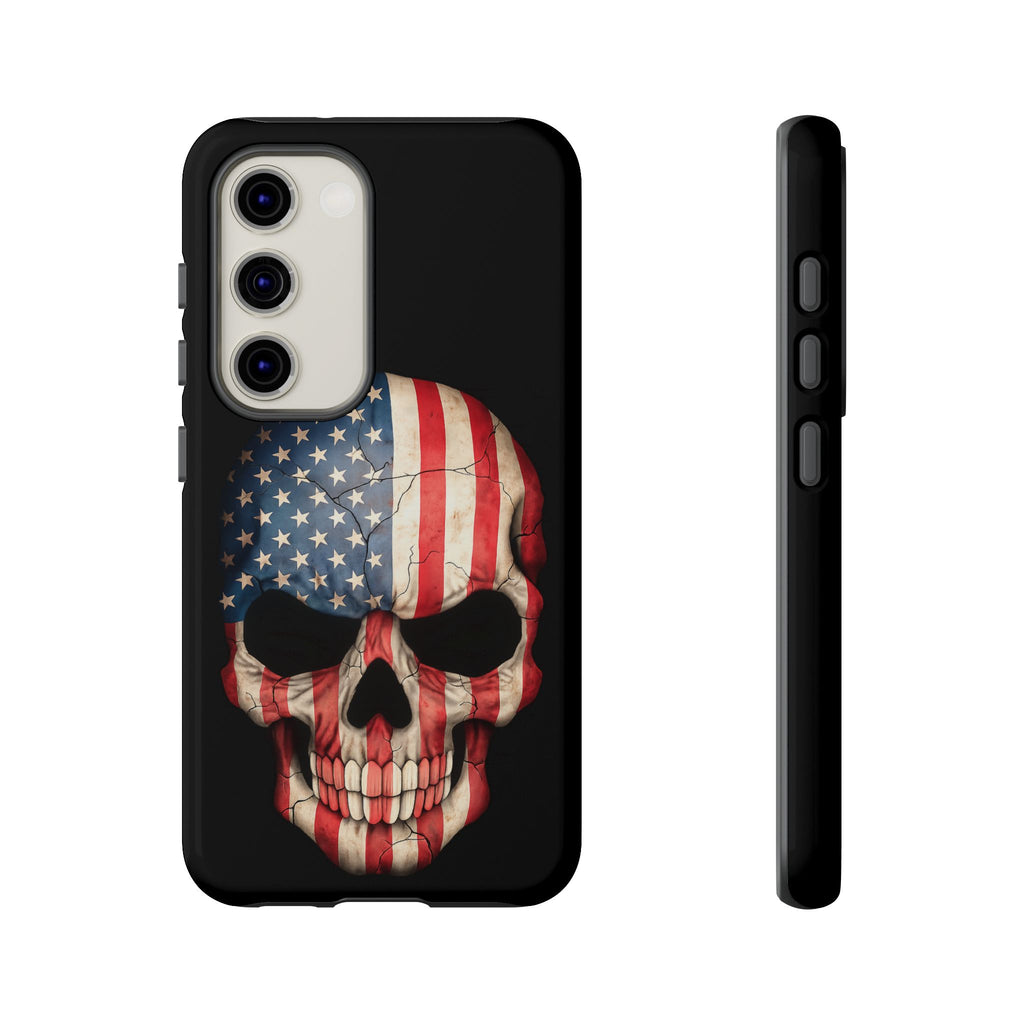 American Flag Skull Phone Case - Patriotic Tough Protective Cover