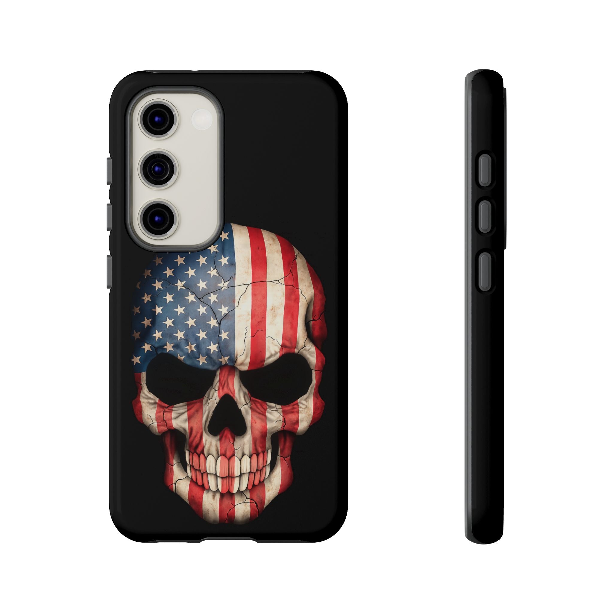 American Flag Skull Phone Case - Patriotic Tough Protective Cover
