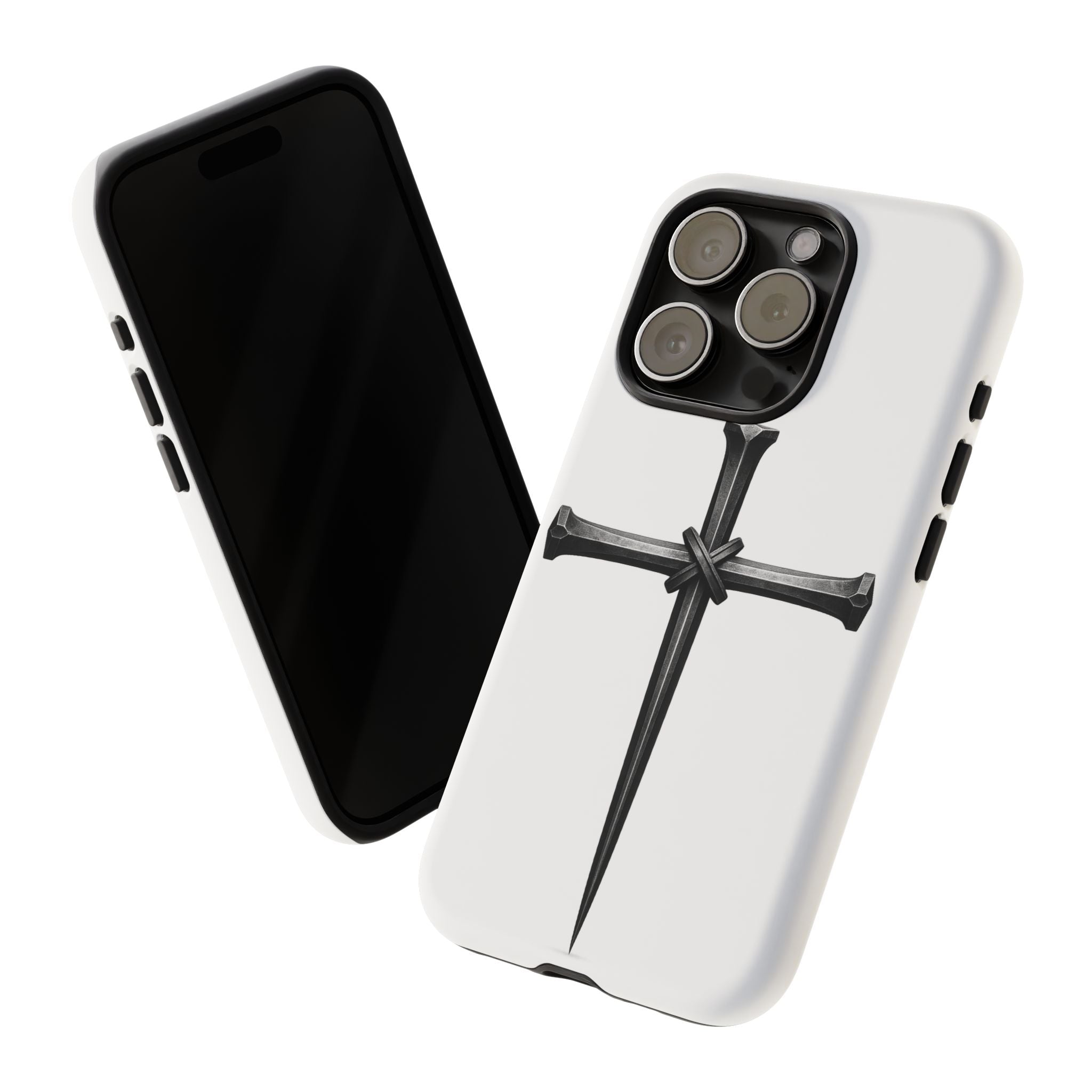 Nail Cross Tough Phone Case – Minimal Gothic Christian Armor for Samsung & iPhone