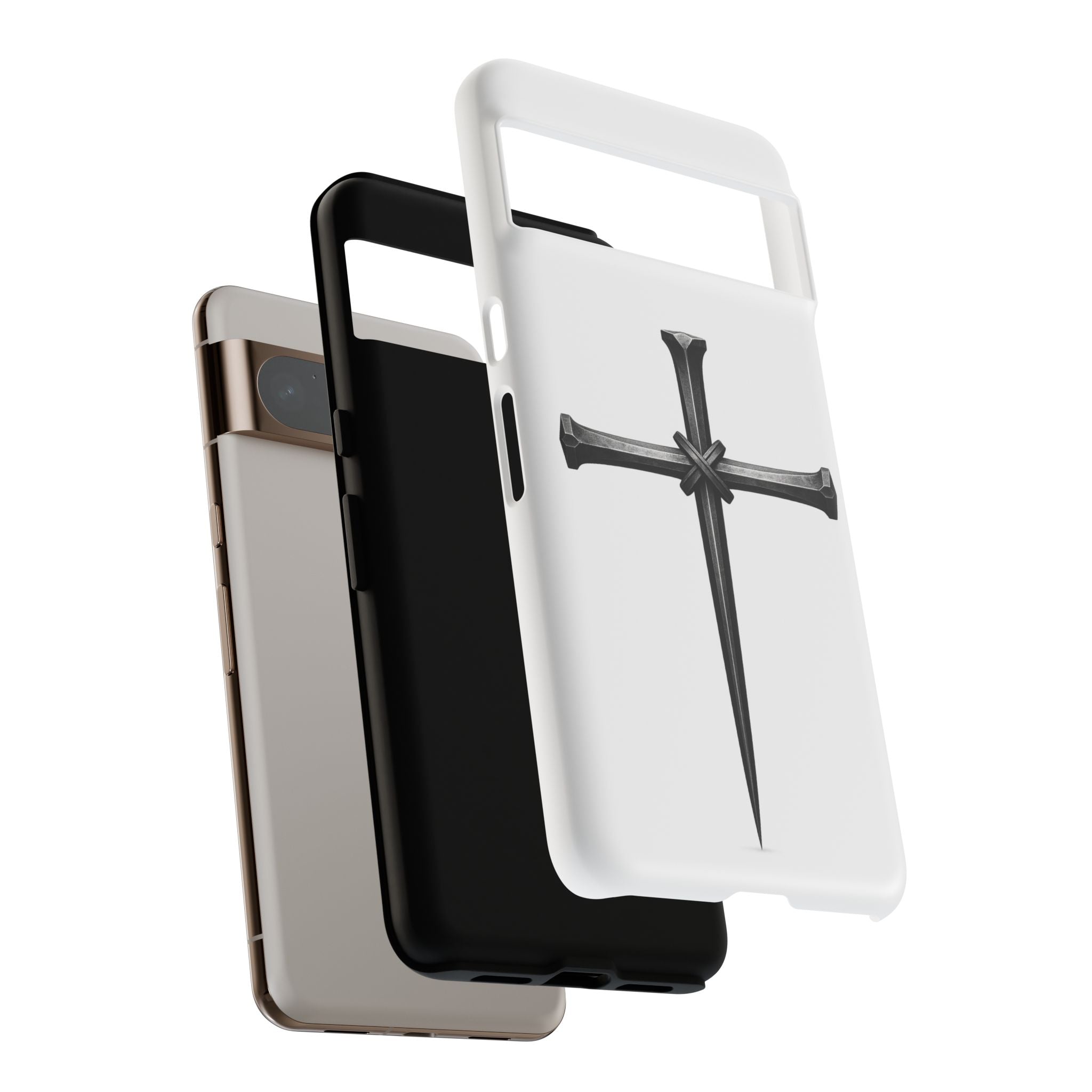 Nail Cross Tough Phone Case – Minimal Gothic Christian Armor for Samsung & iPhone