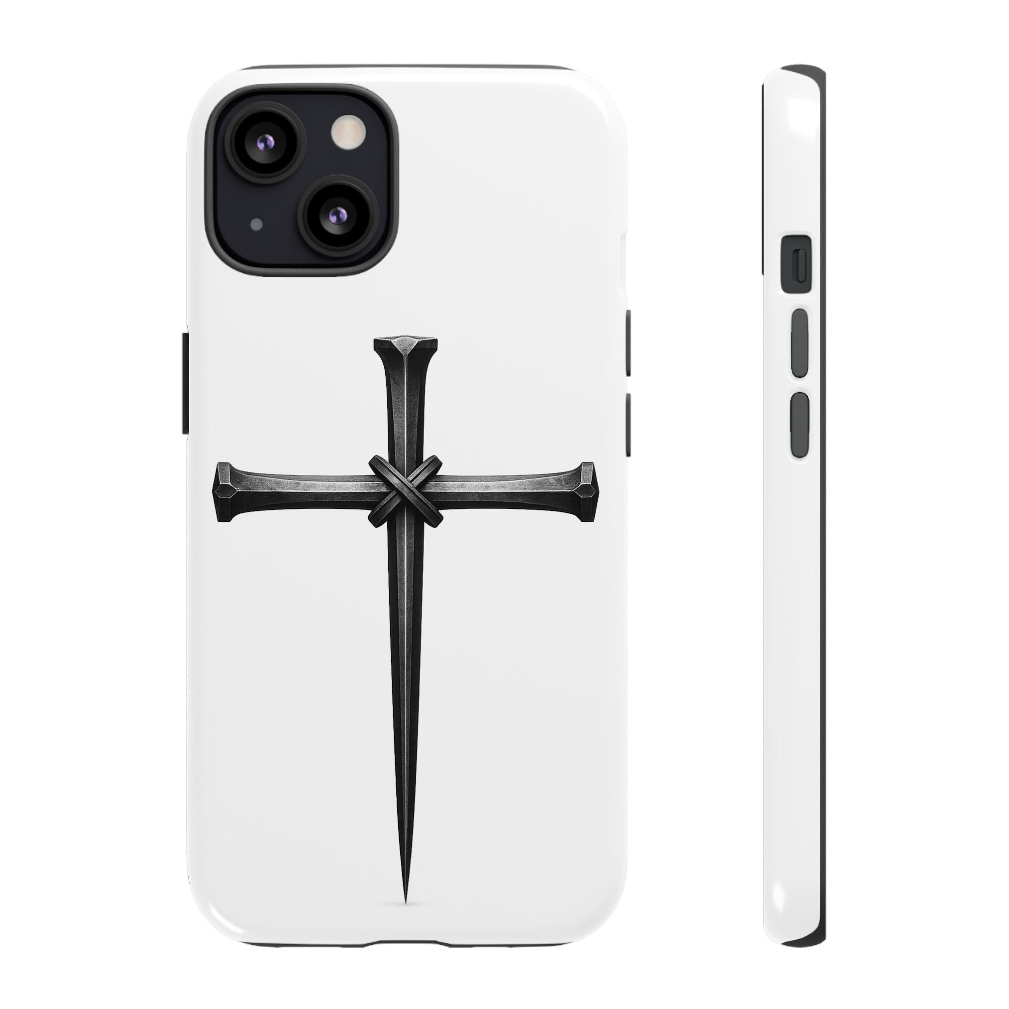 Nail Cross Tough Phone Case – Minimal Gothic Christian Armor for Samsung & iPhone