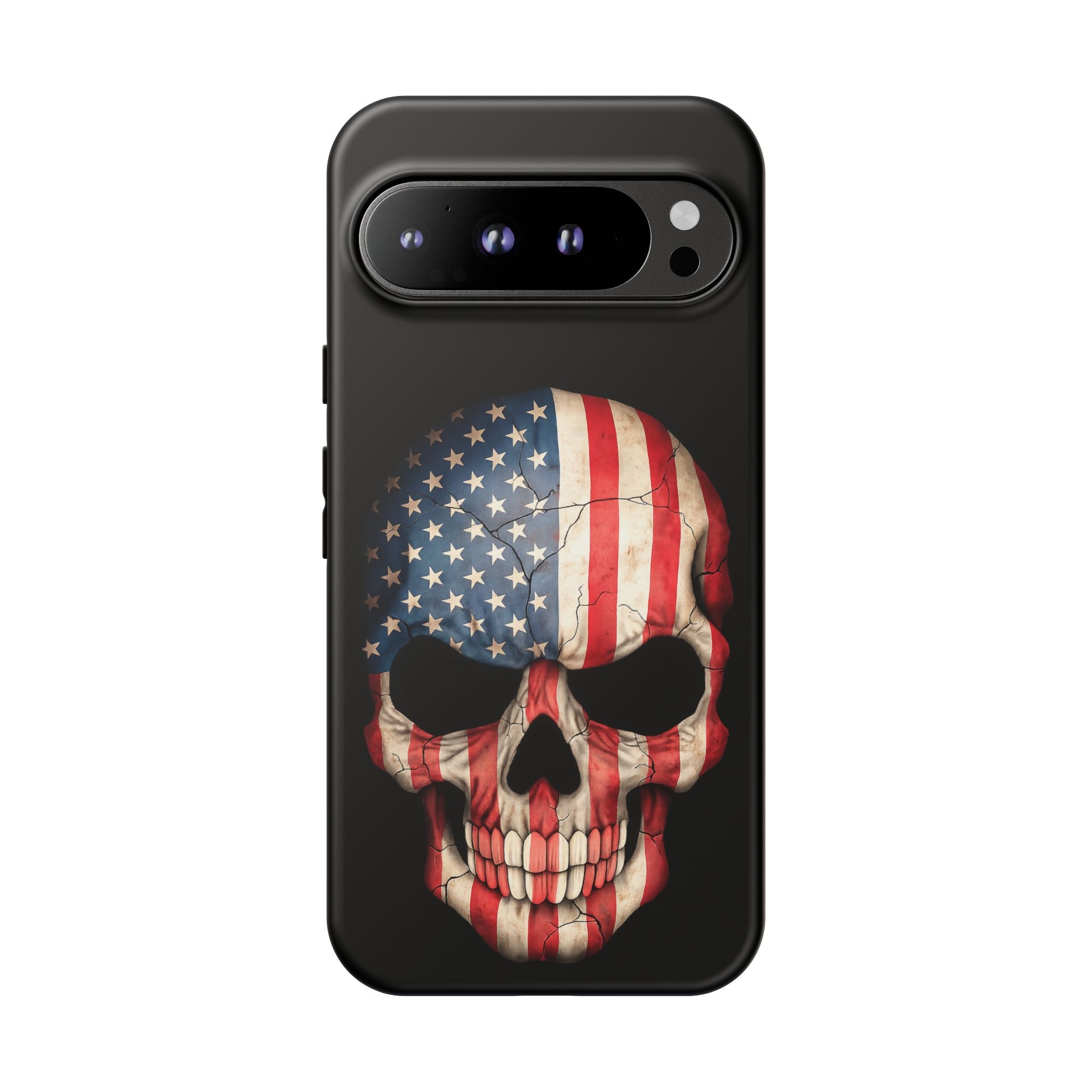 American Flag Skull Phone Case - Patriotic Tough Protective Cover