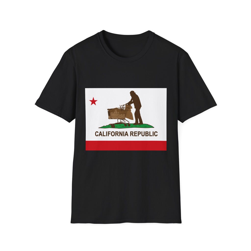 California Republic Grocery Cart T-Shirt — Funny State Flag Design