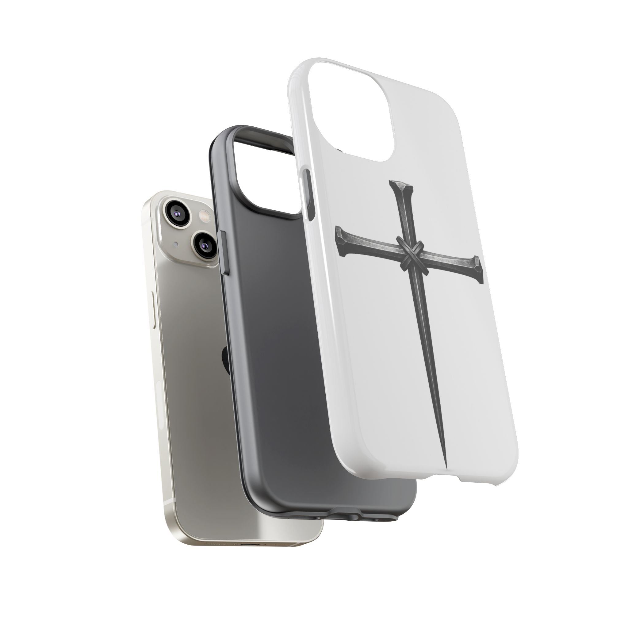 Nail Cross Tough Phone Case – Minimal Gothic Christian Armor for Samsung & iPhone