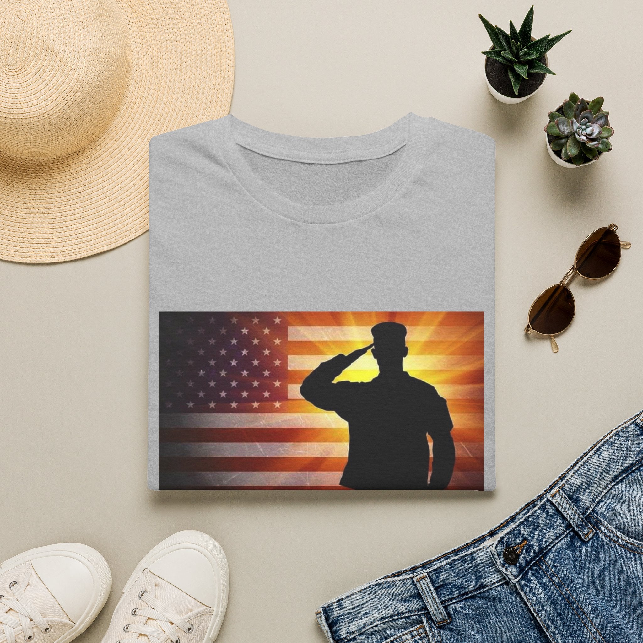 Military Salute T-Shirt — American Flag Veteran Tribute Tee