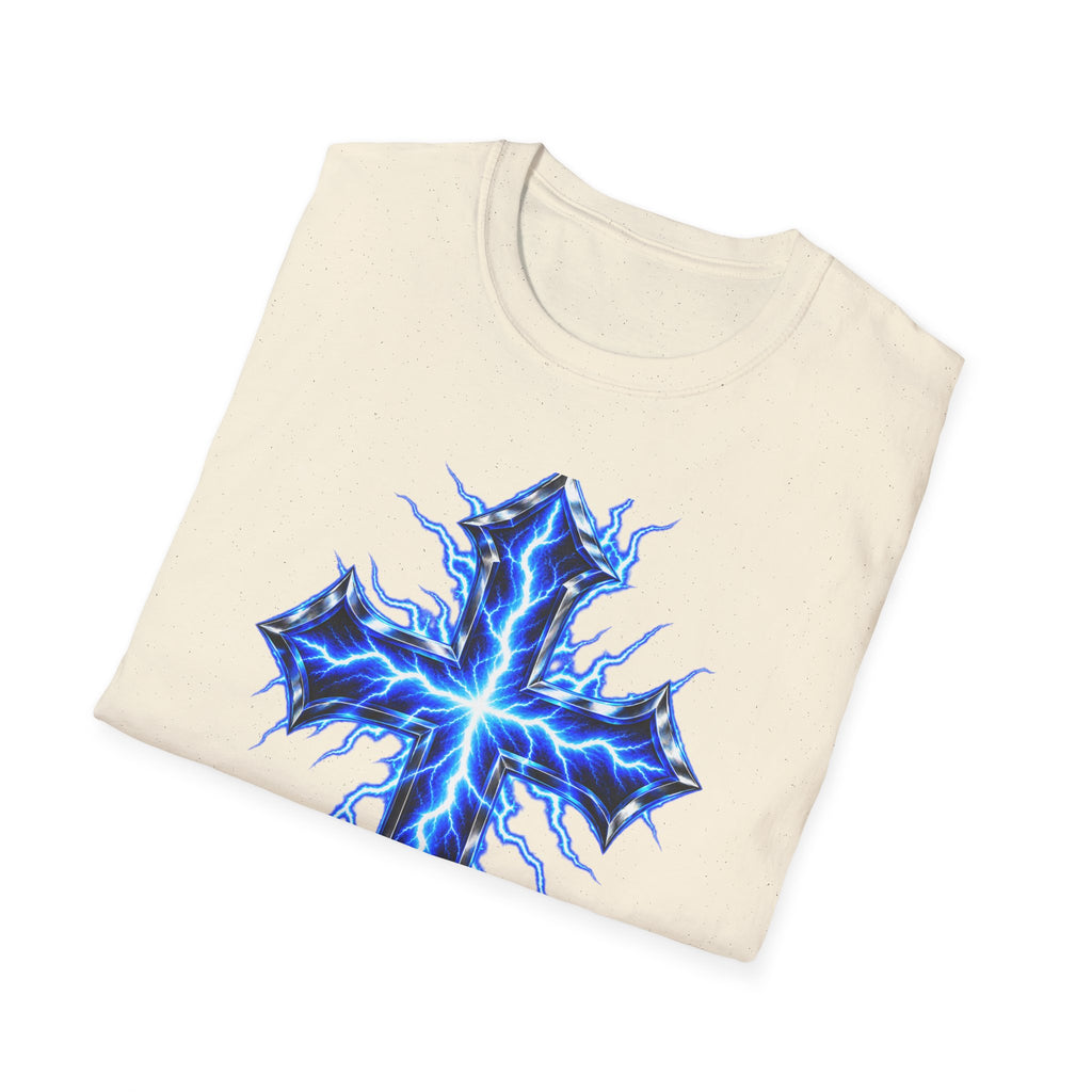 Electric Blue Cross T-Shirt – Lightning Church Graphic Tee