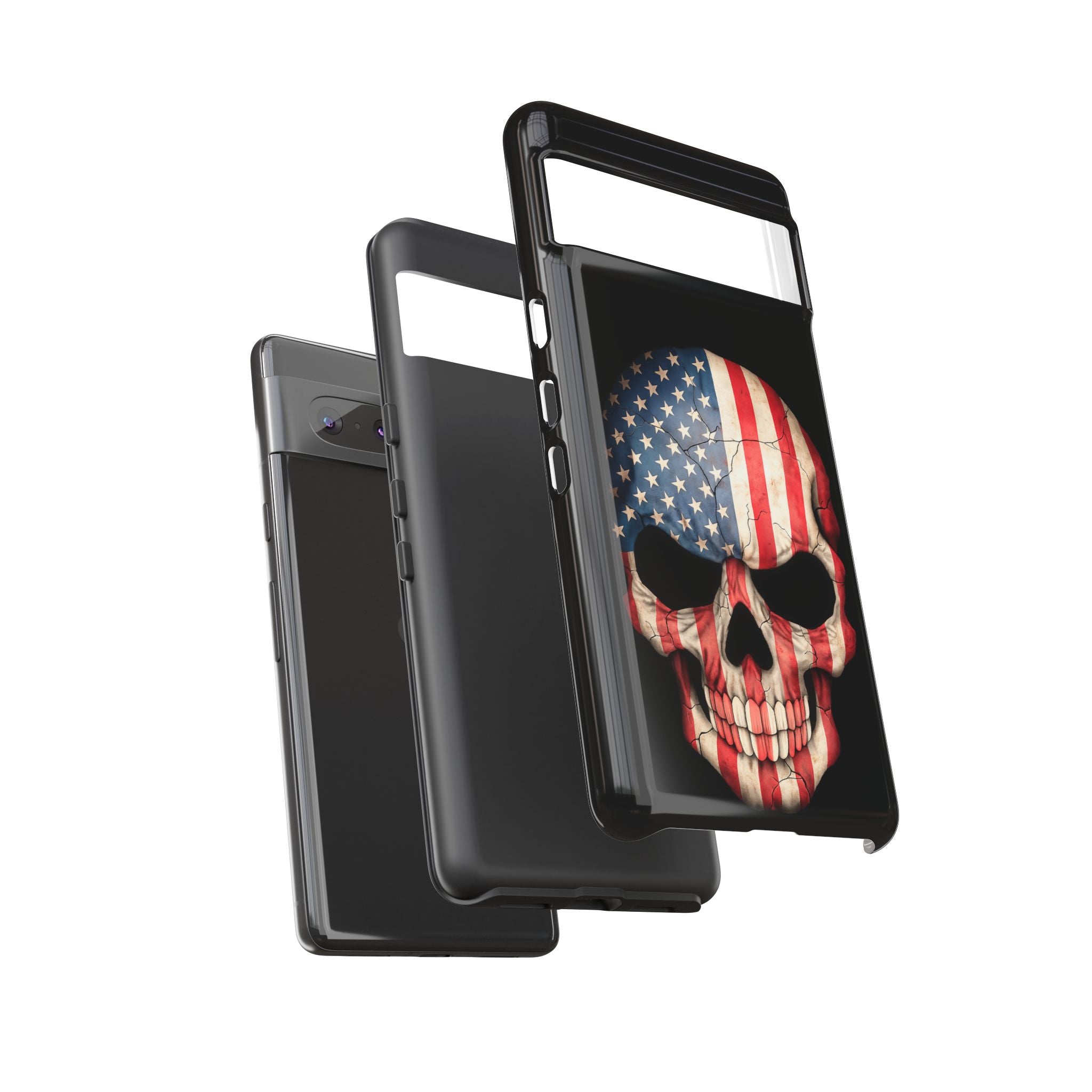American Flag Skull Phone Case - Patriotic Tough Protective Cover
