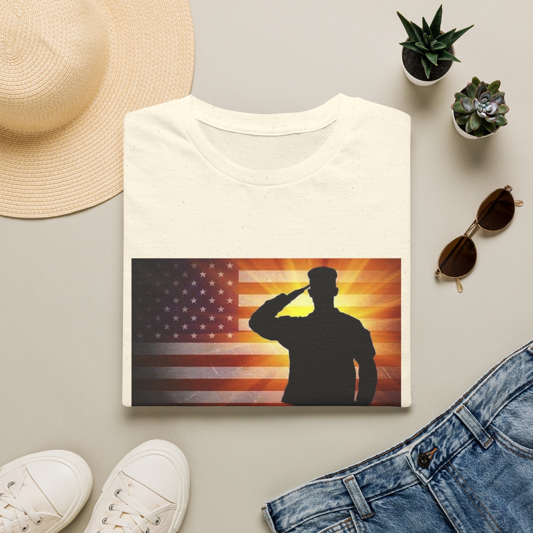 Military Salute T-Shirt — American Flag Veteran Tribute Tee