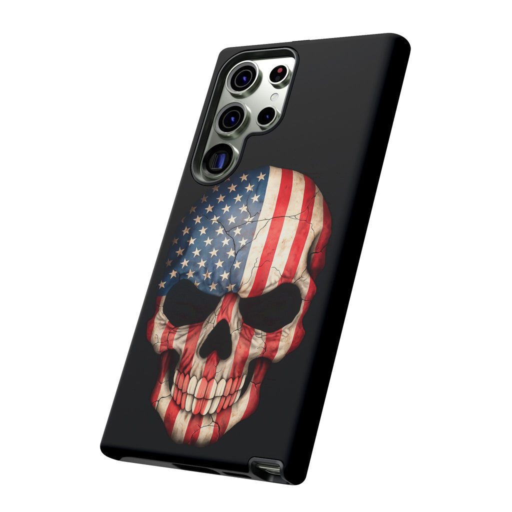 American Flag Skull Phone Case - Patriotic Tough Protective Cover