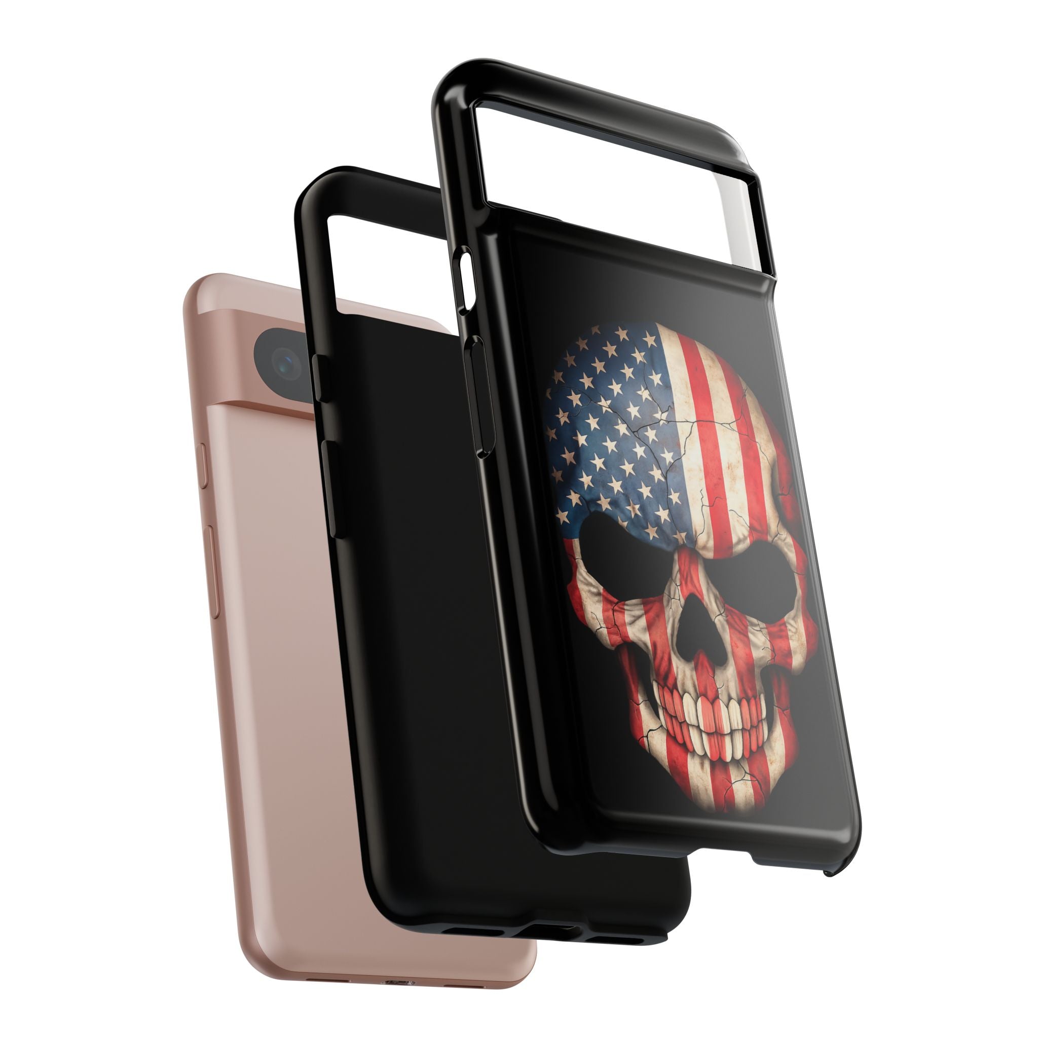 American Flag Skull Phone Case - Patriotic Tough Protective Cover