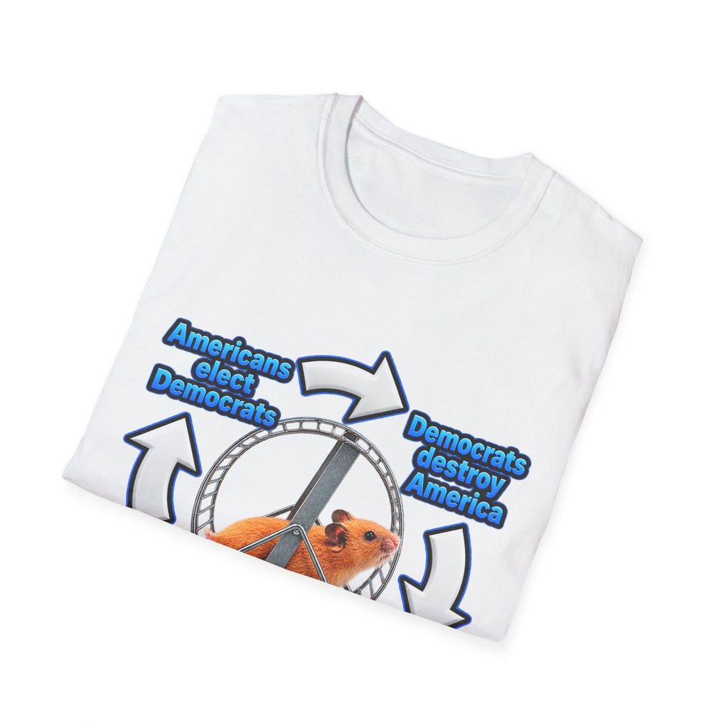 Hamster Wheel Politics T-Shirt — "Americans Elect/Destroy" Satire Tee