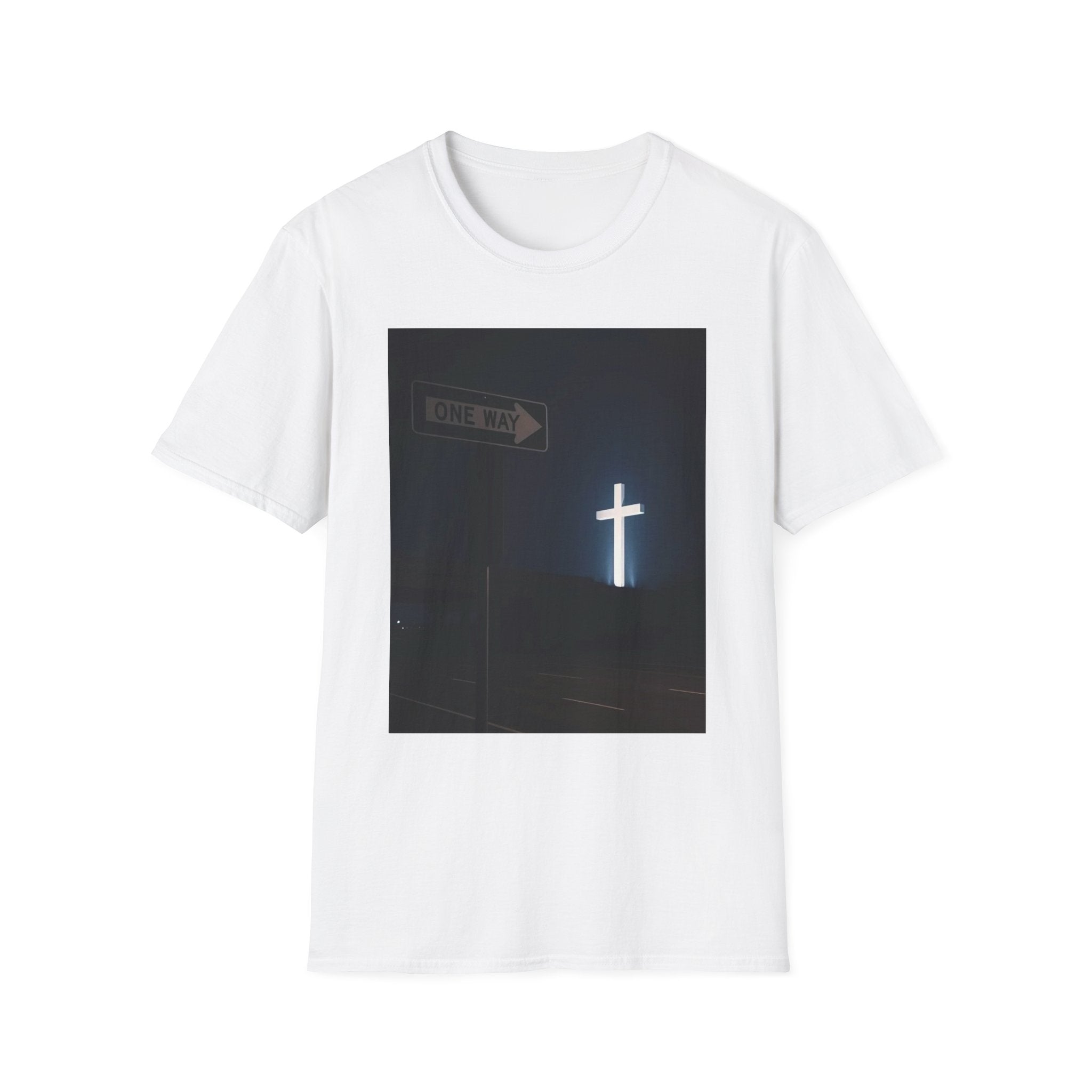 Christian Cross T-Shirt - One Way Street Sign Faith Tee