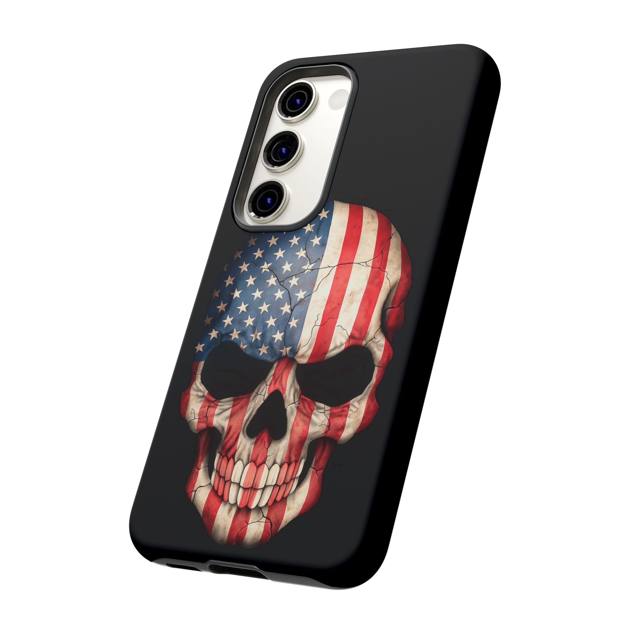 American Flag Skull Phone Case - Patriotic Tough Protective Cover