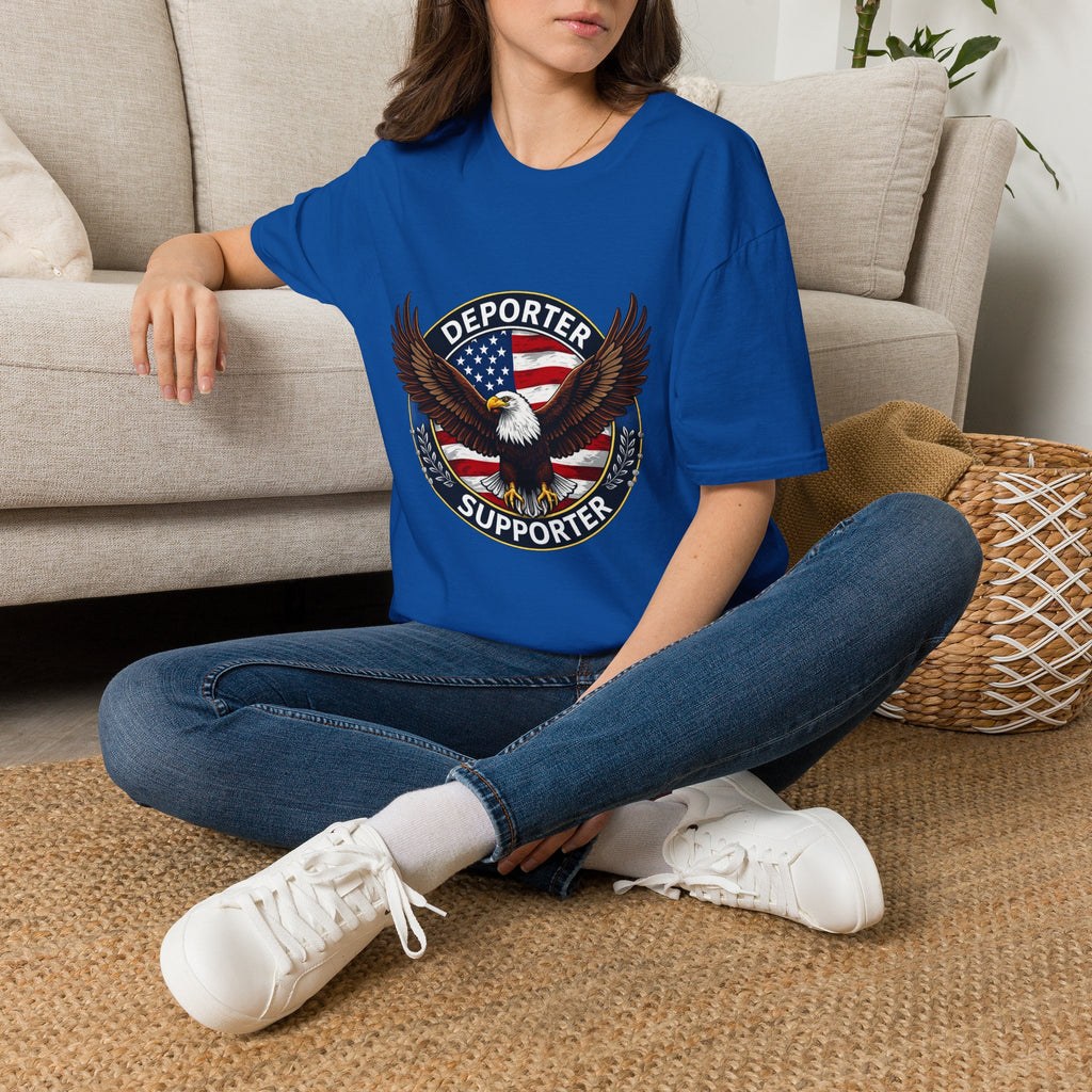 Deporter Supporter T-Shirt — Patriotic Eagle American Flag Tee
