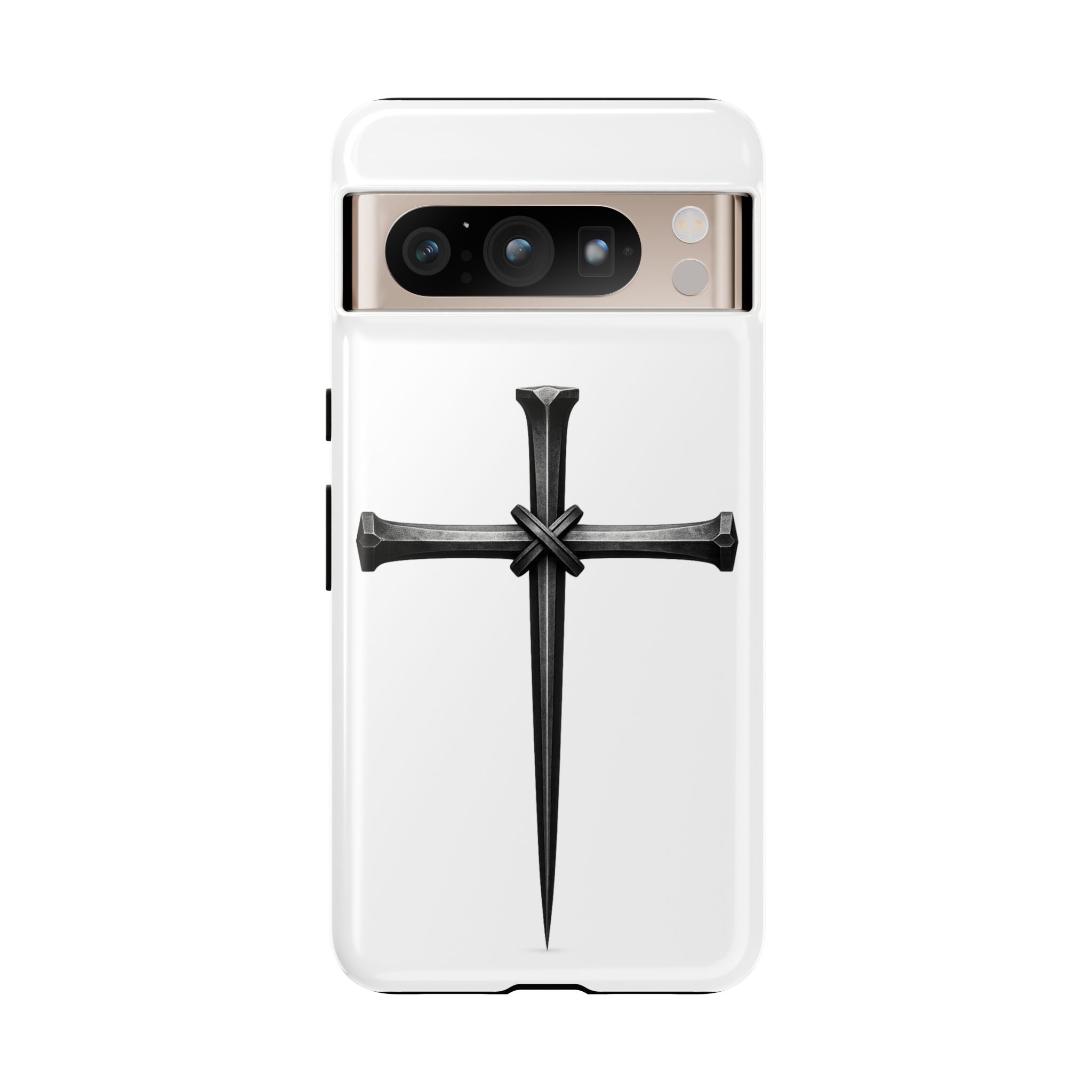 Nail Cross Tough Phone Case – Minimal Gothic Christian Armor for Samsung & iPhone